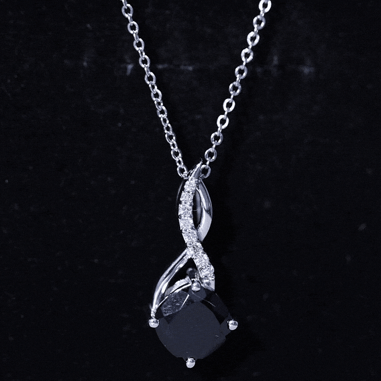 2.83 Carat Cushion Lab Grown Black Diamond Infinity Necklace AAAA ( Synthetic ) - Rosec Jewels