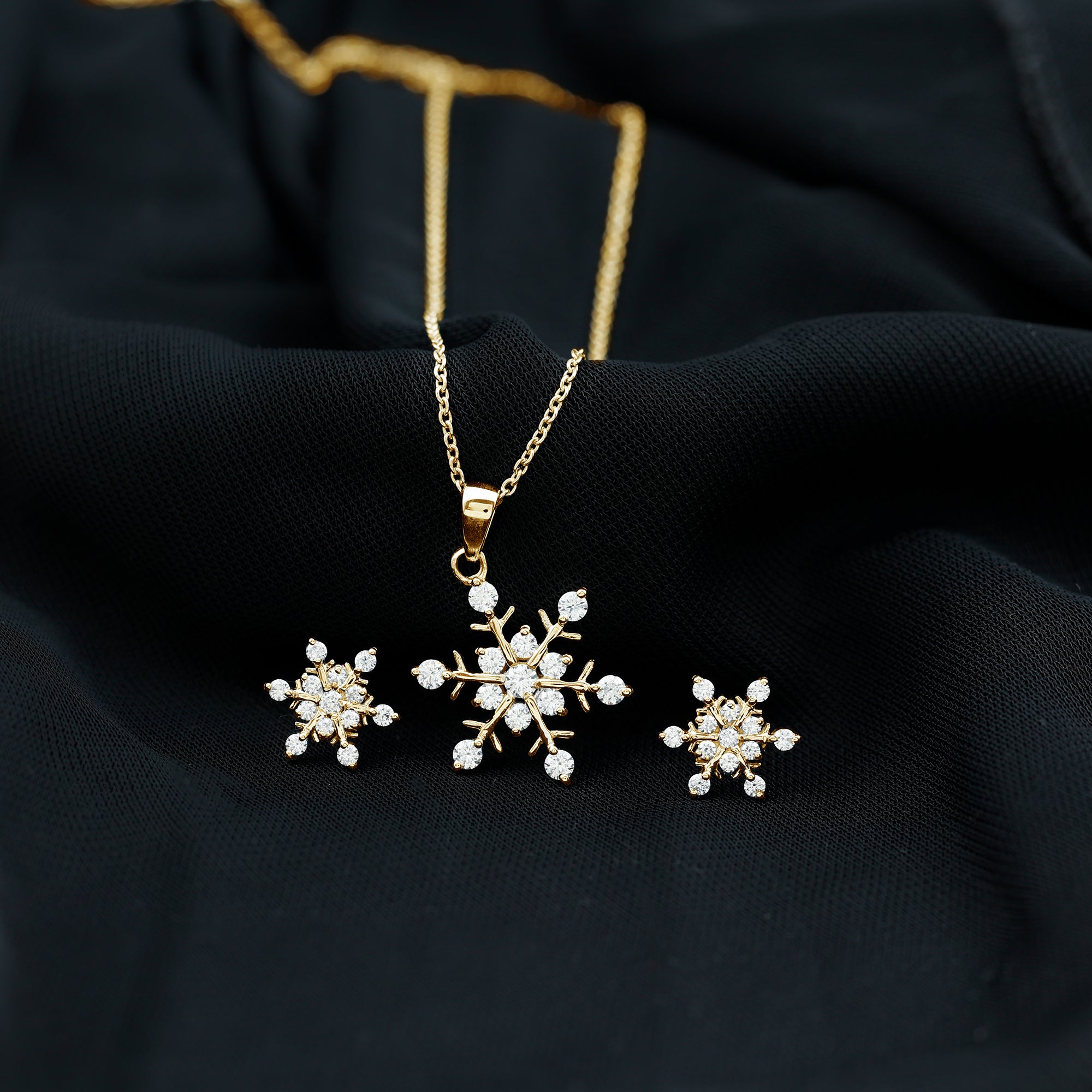 Certified Moissanite Snowflake Jewelry Set For Christmas D-VS1 - Rosec Jewels