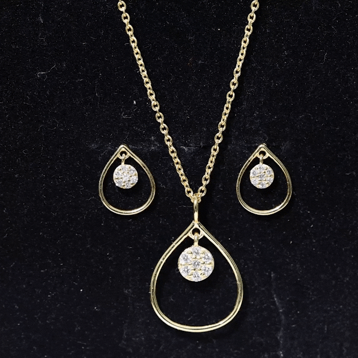 Diamond Wedding Necklace Earring Set for Bride Natural - ( HI-SI ) - Rosec Jewels
