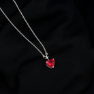 2 CT Heart Shape Created Ruby Solitaire Necklace in Gold Lab Created Ruby - ( AAAA ) - Quality - Rosec Jewels