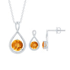 Citrine Solitaire Pendant and Earring Set with Infinity Design Citrine - ( AAA ) - Quality - Rosec Jewels
