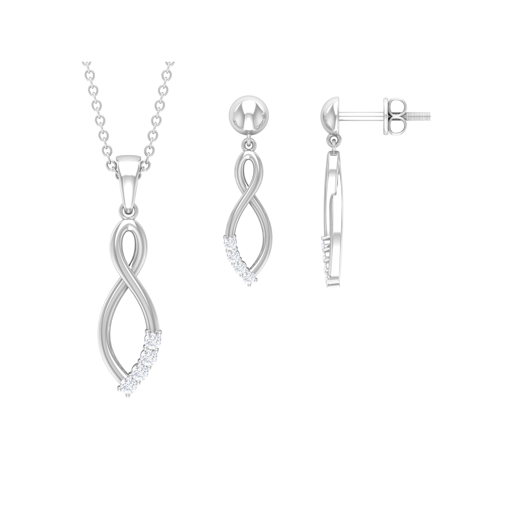 Diamond Infinity Jewelry Set for Women Natural - ( HI-SI ) - Rosec Jewels