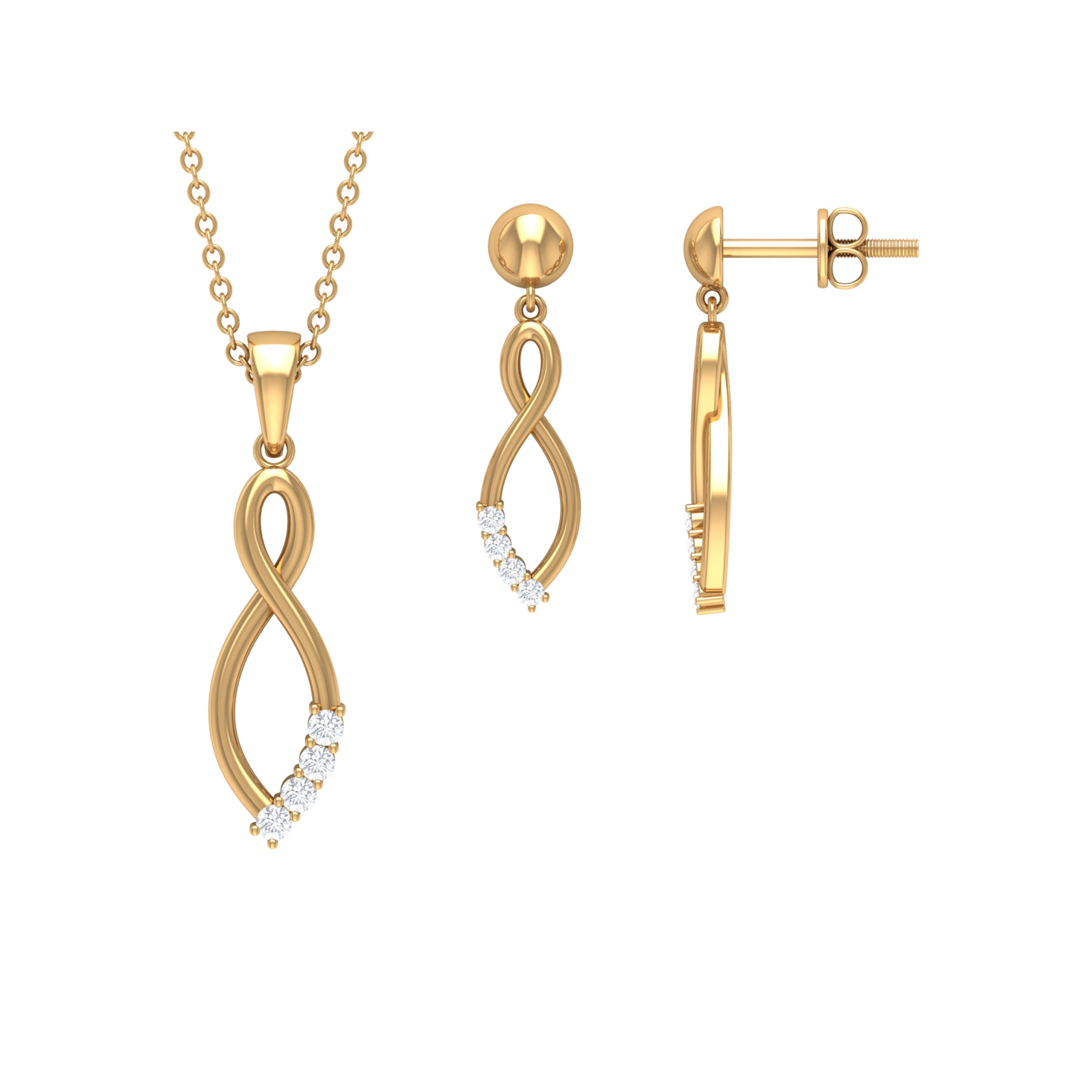 Rosec Jewels-Infinity Diamond Gold Jewelry Set for Ladies