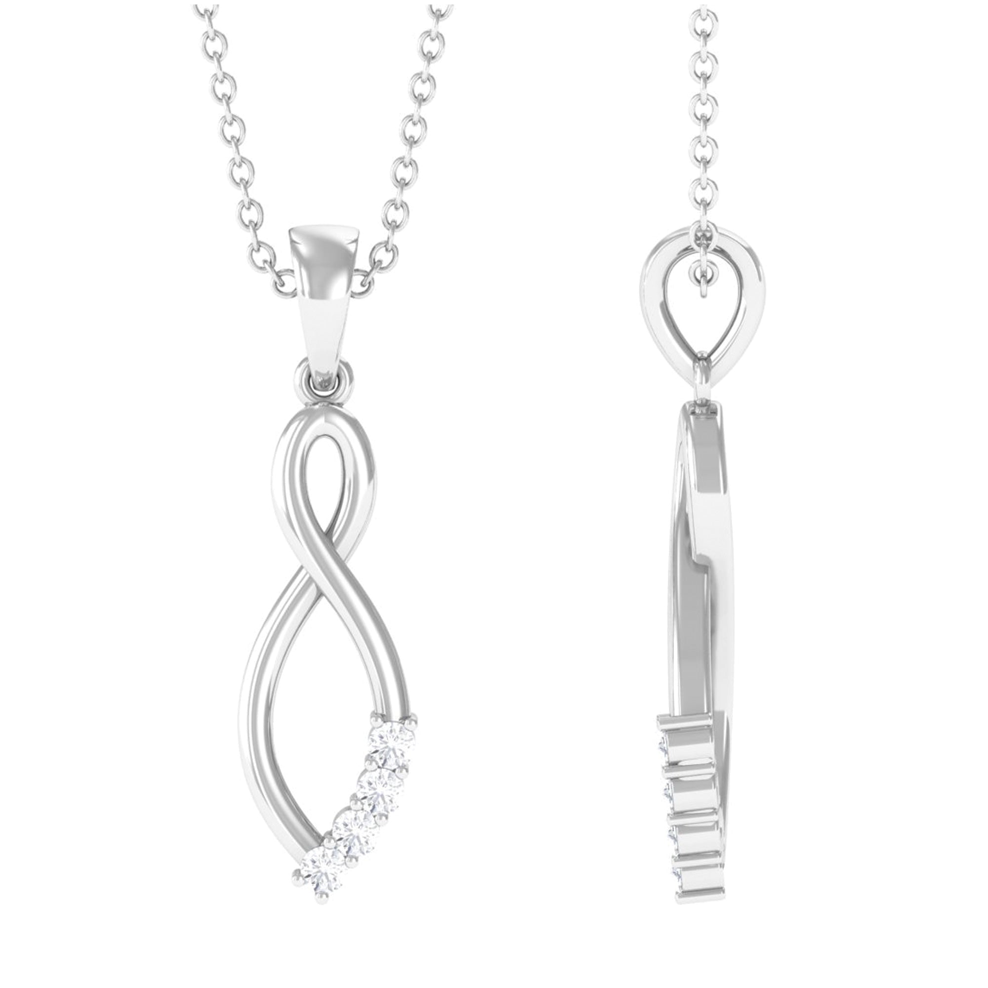Natural Diamond Infinity Pendant Necklace for Women Natural - ( HI-SI ) - Rosec Jewels