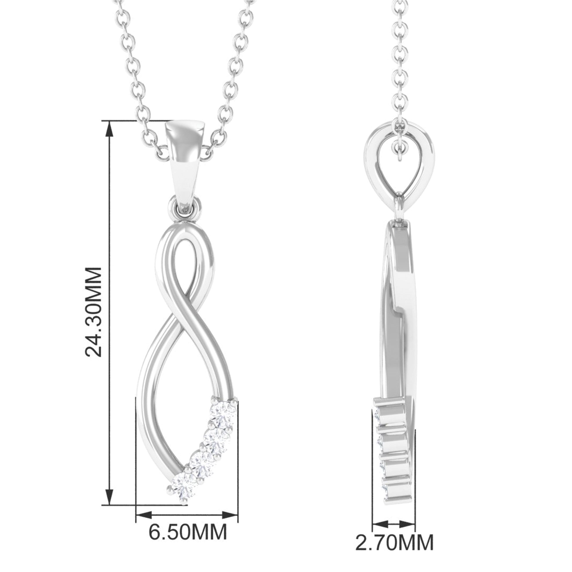Natural Diamond Infinity Pendant Necklace for Women Natural - ( HI-SI ) - Rosec Jewels