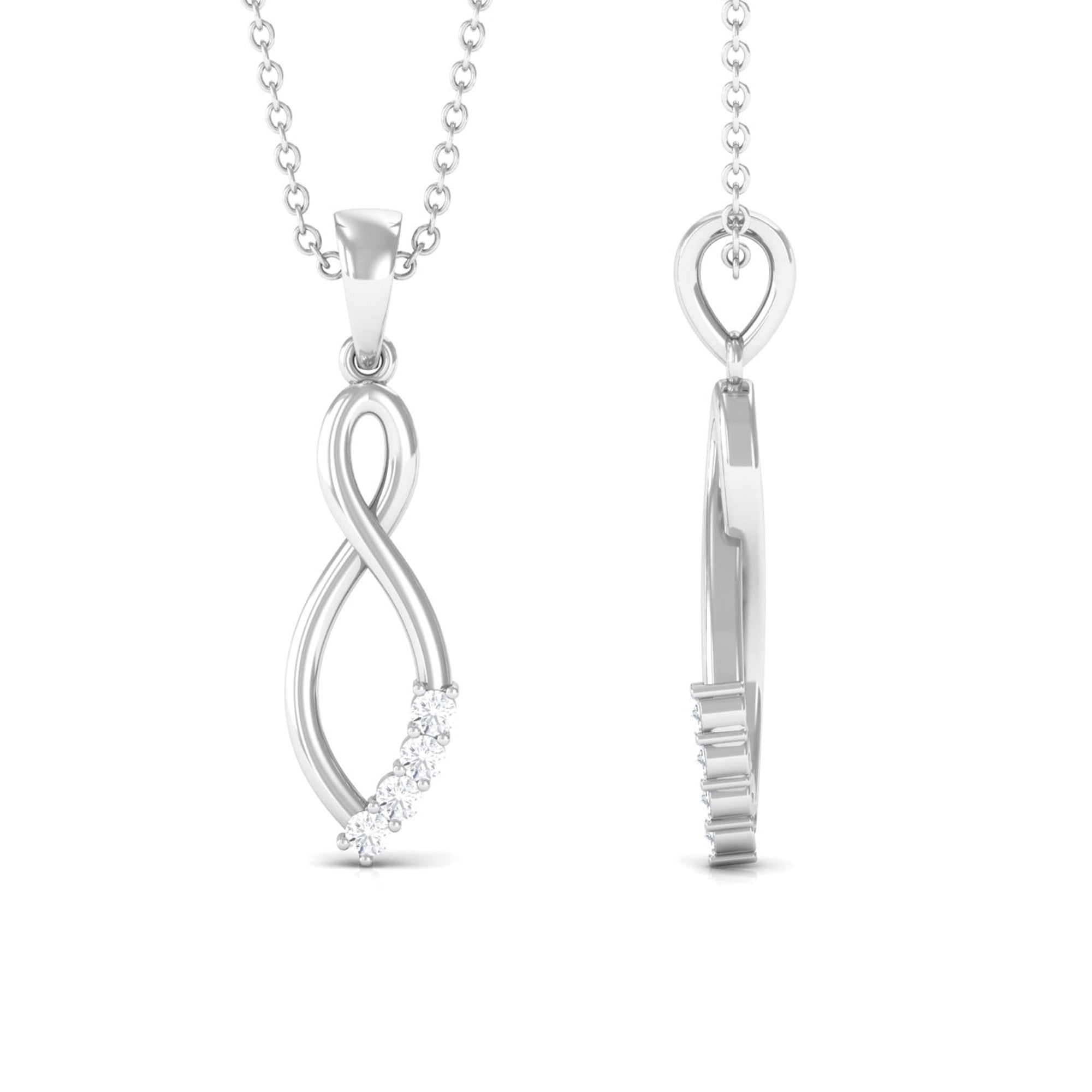 Natural Diamond Infinity Pendant Necklace for Women Natural - ( HI-SI ) - Rosec Jewels