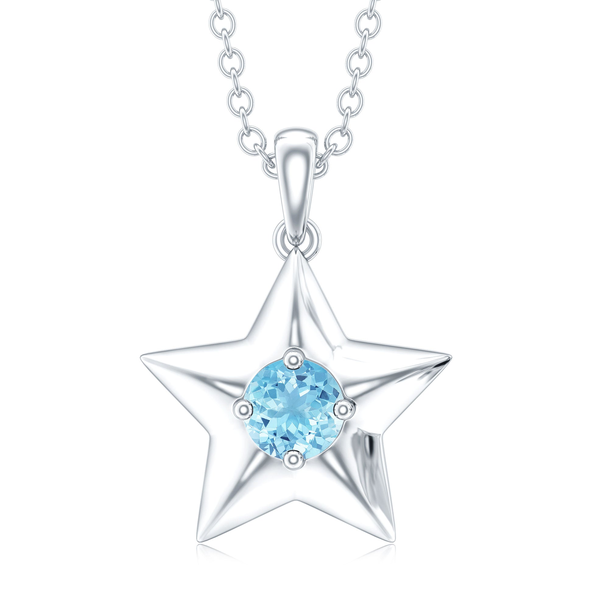 Natural Aquamarine Star of David Necklace for Women AAA - Rosec Jewels