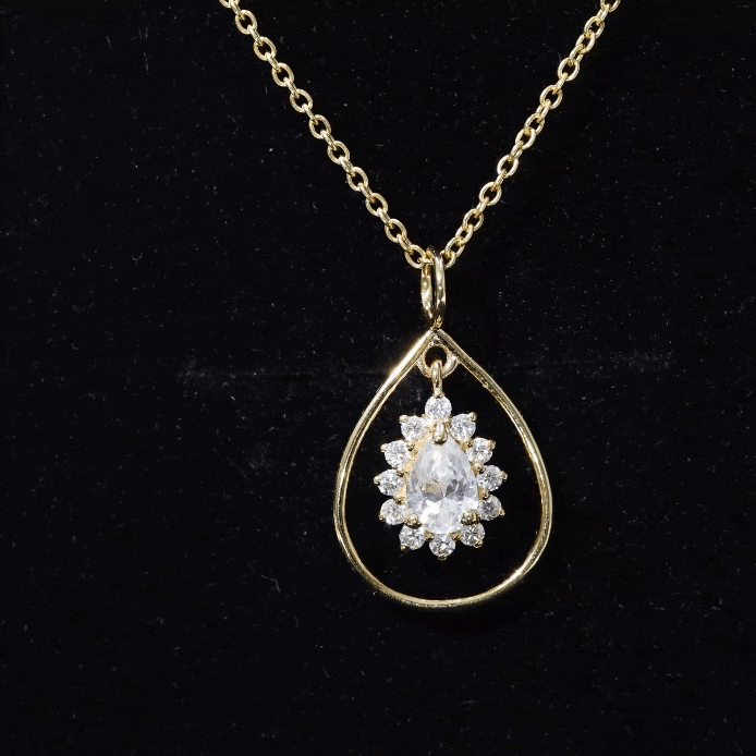 Certified 5X7 MM Moissanite Teardrop Pendant Necklace D-VS1 - Rosec Jewels
