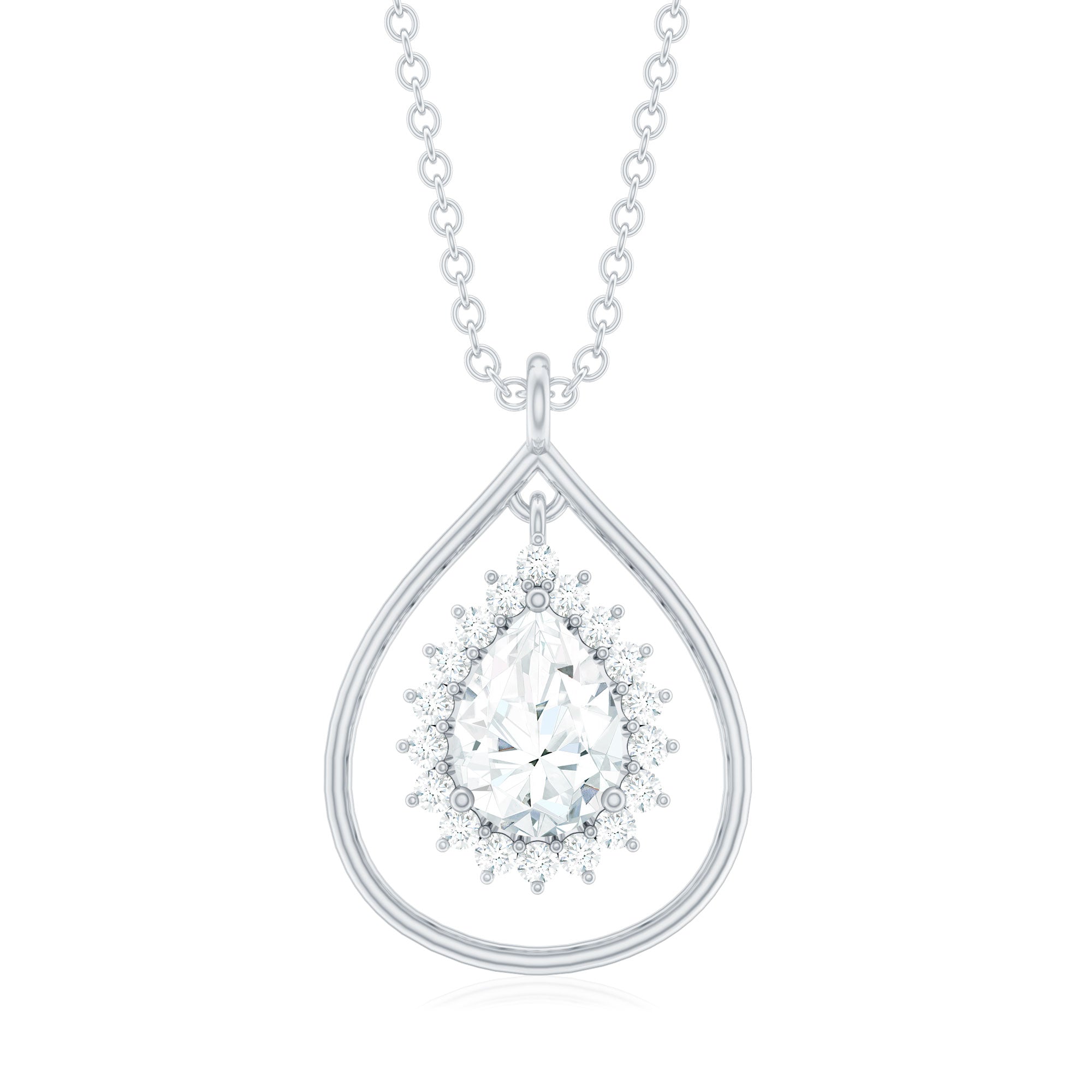 Certified 5X7 MM Moissanite Teardrop Pendant Necklace D-VS1 - Rosec Jewels