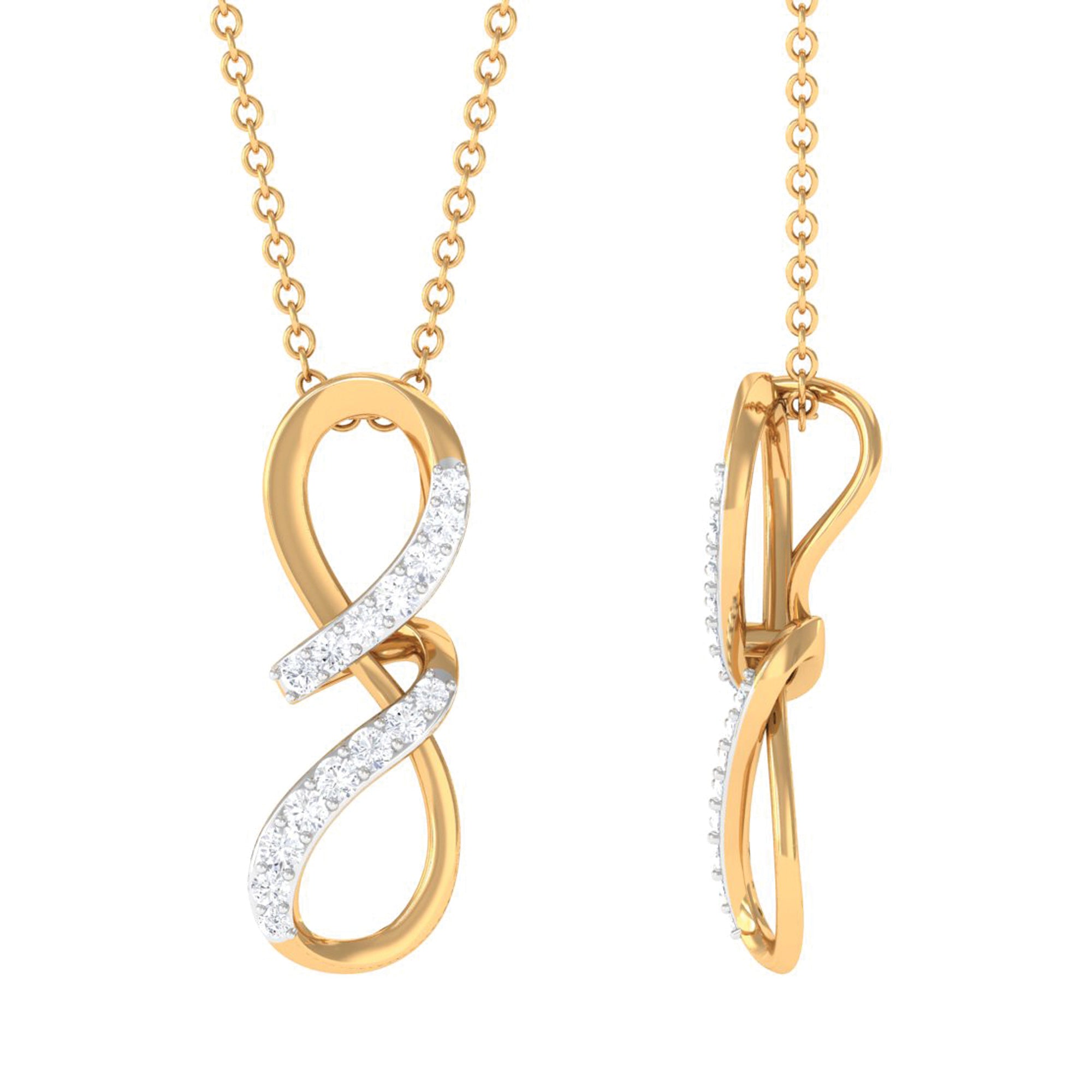 Rosec Jewels-Two Tone Diamond Infinity Twisted Pendant