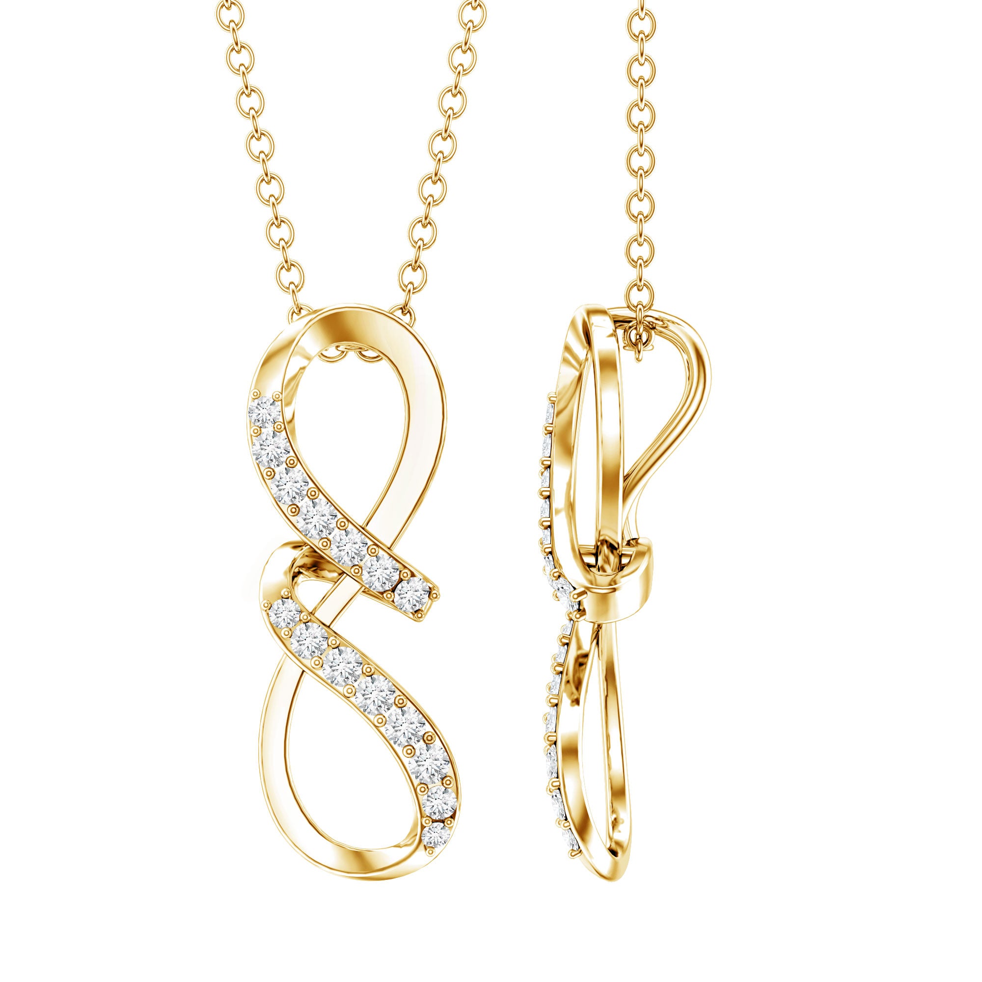 Certified Diamond Twisted Infinity Necklace Natural - ( HI-SI ) - Rosec Jewels