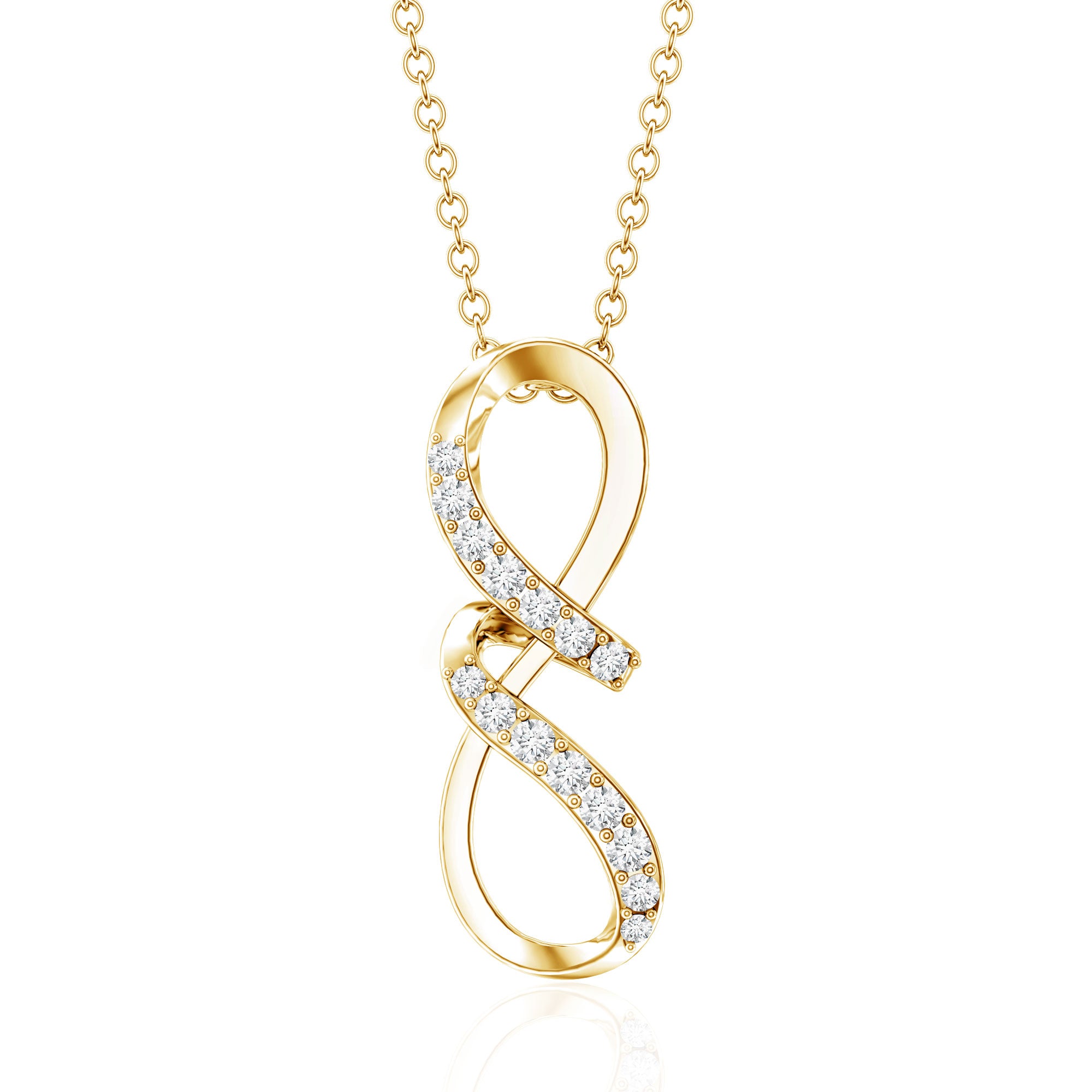 Certified Diamond Twisted Infinity Necklace Natural - ( HI-SI ) - Rosec Jewels