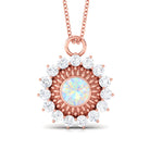 2.25 CT Vintage Inspired Ethiopian Opal and Moissanite Pendant Ethiopian Opal - ( AAA ) - Quality - Rosec Jewels