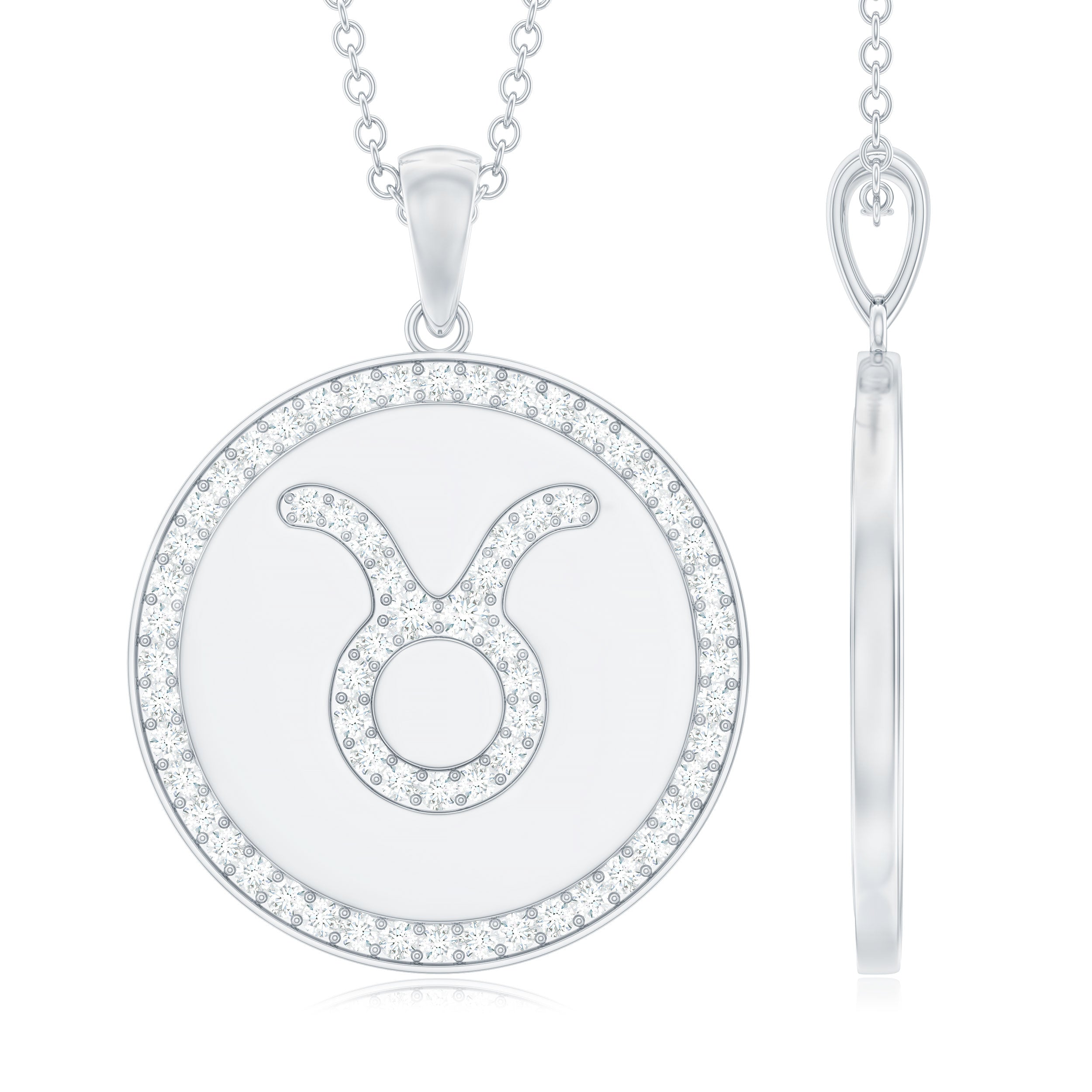 Moissanite Taurus Constellation Disc Pendant