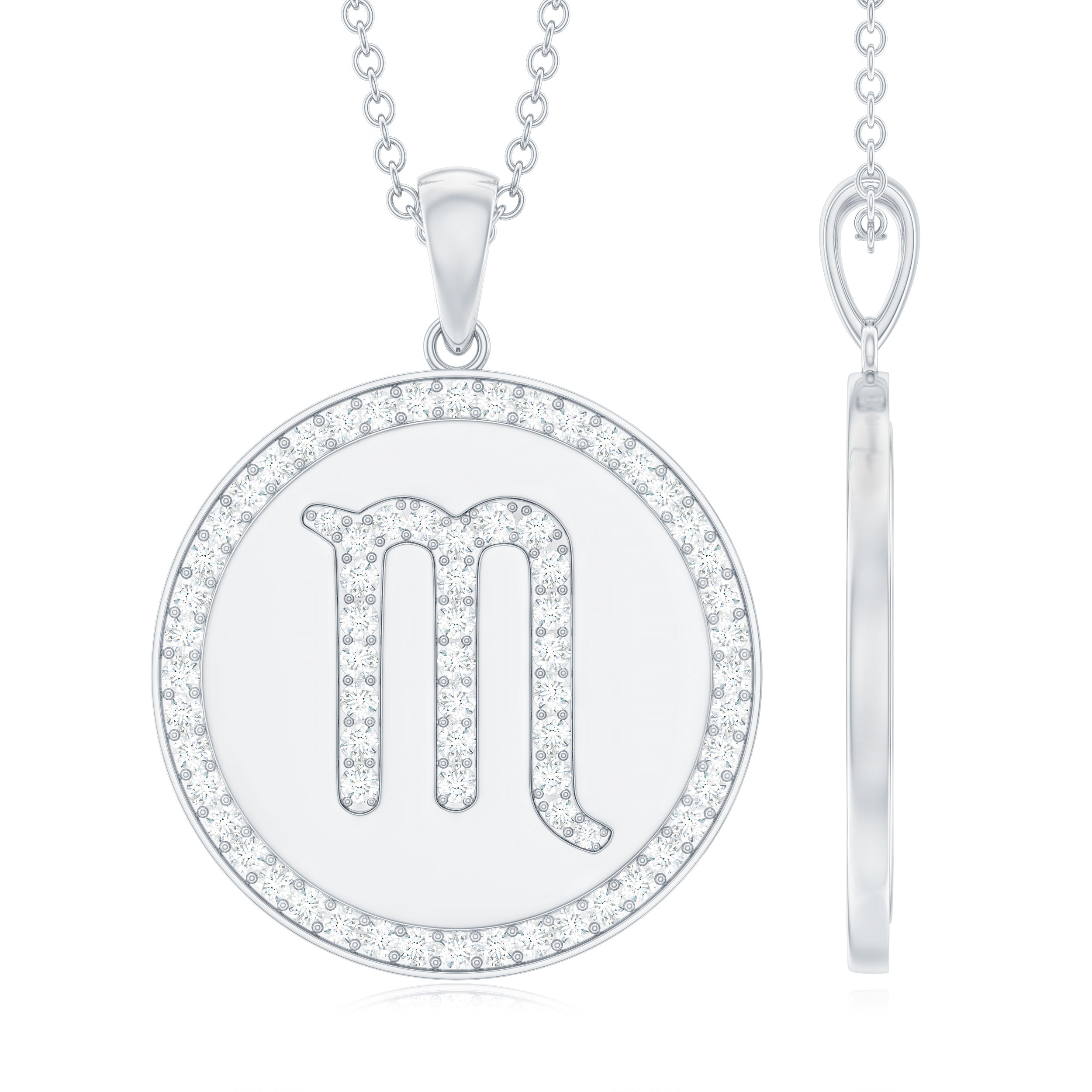 Moissanite Scorpio Constellation Disc Pendant