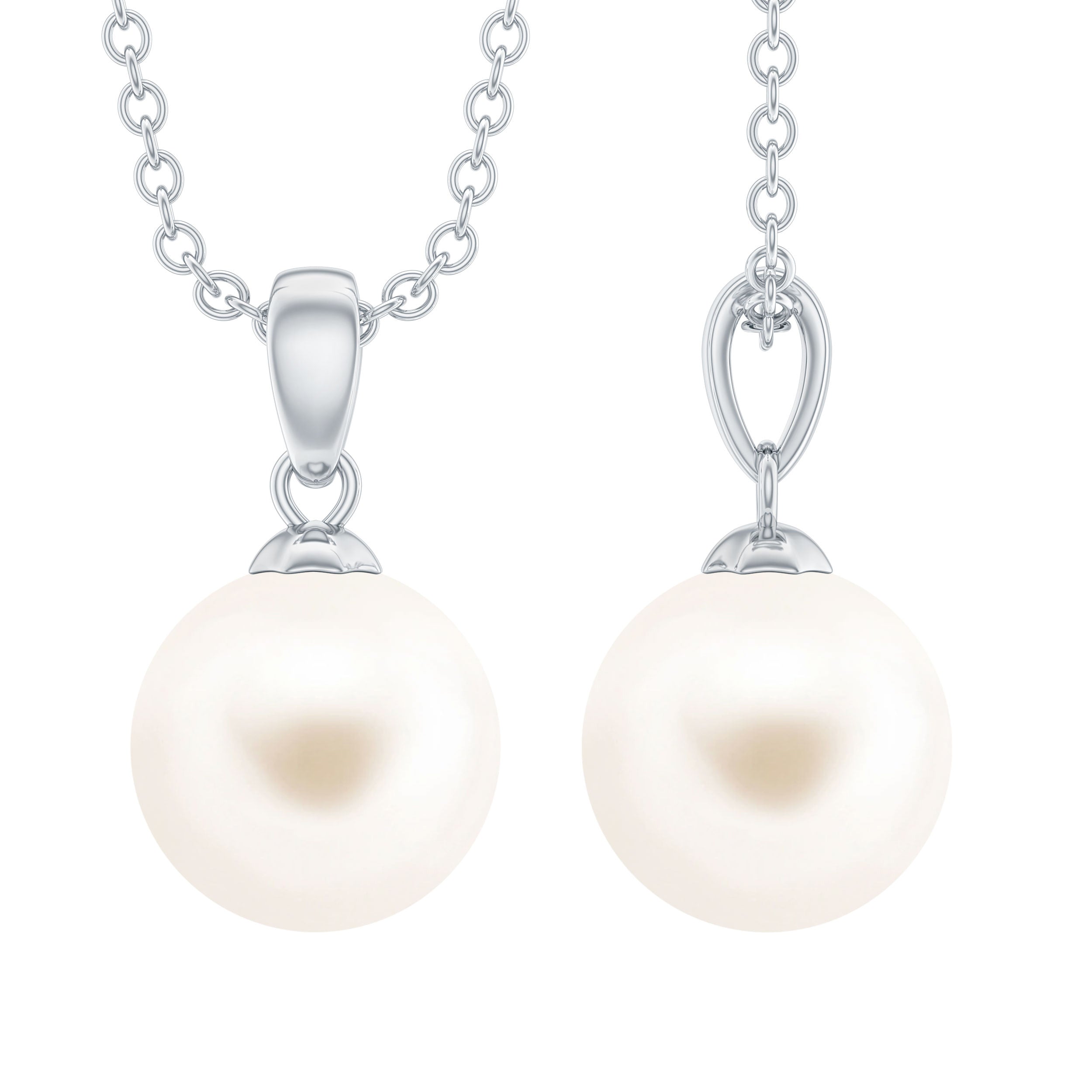 Natural 7.48 Carat Freshwater Pearl Solitaire Pendant Necklace AAA 92.5 Sterling Silver - Rosec Jewels