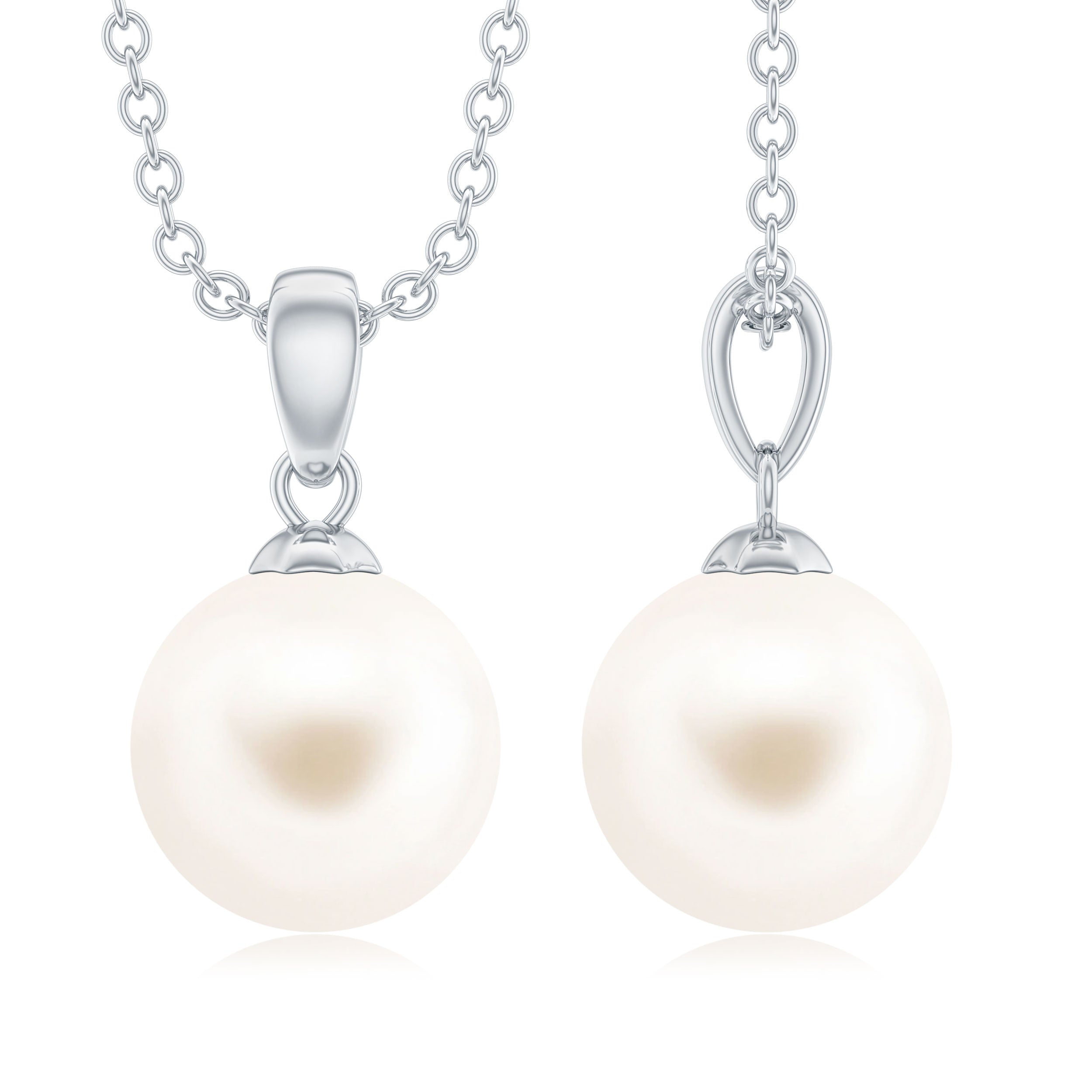 Natural 7.48 Carat Freshwater Pearl Solitaire Pendant Necklace AAA 92.5 Sterling Silver - Rosec Jewels