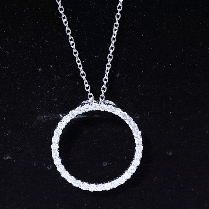 Certified Moissanite Eternity Circle Necklace with Chain D-VS1 92.5 Sterling Silver - Rosec Jewels