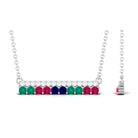 0.50 CT Horizontal Gemstones Bar Pendant Necklace Blue Sapphire - ( AAA ) - Quality - Rosec Jewels