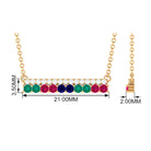 0.50 CT Horizontal Gemstones Bar Pendant Necklace Blue Sapphire - ( AAA ) - Quality - Rosec Jewels