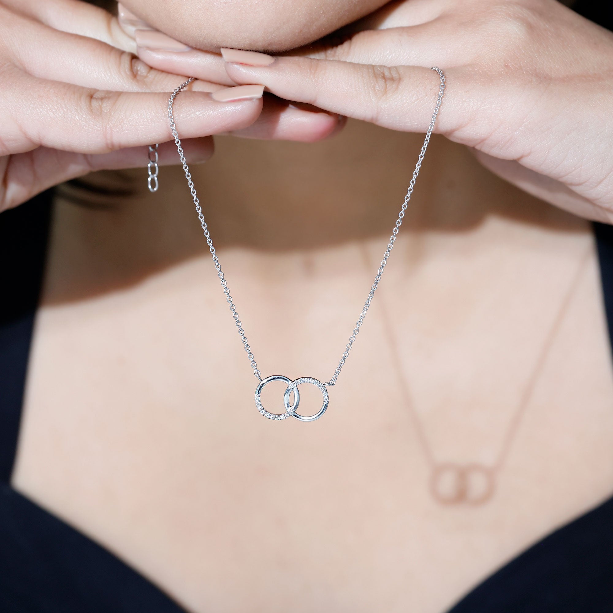 Certified Diamond Circle Pendant Necklace Natural - ( HI-SI ) - Rosec Jewels
