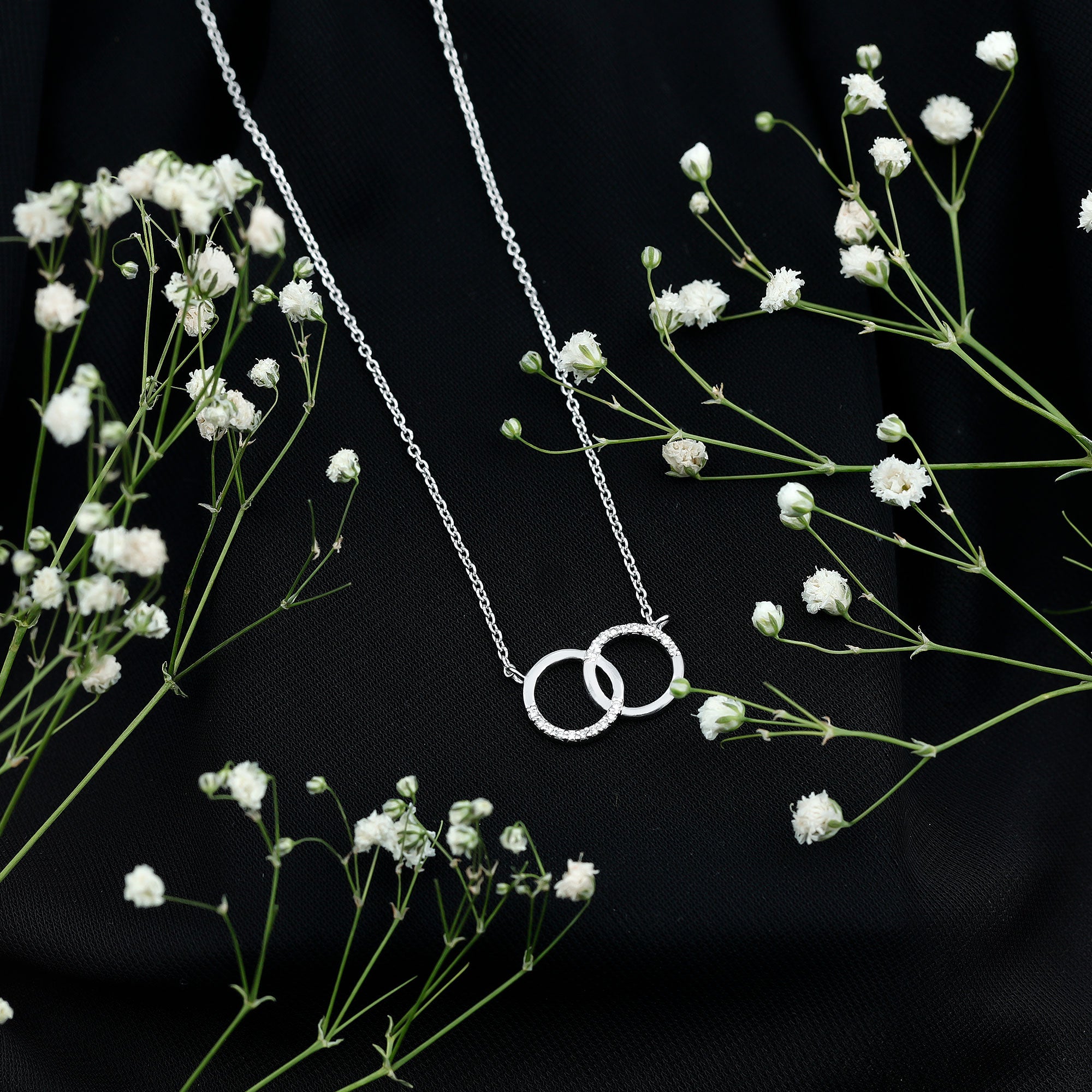Certified Diamond Circle Pendant Necklace Natural - ( HI-SI ) - Rosec Jewels