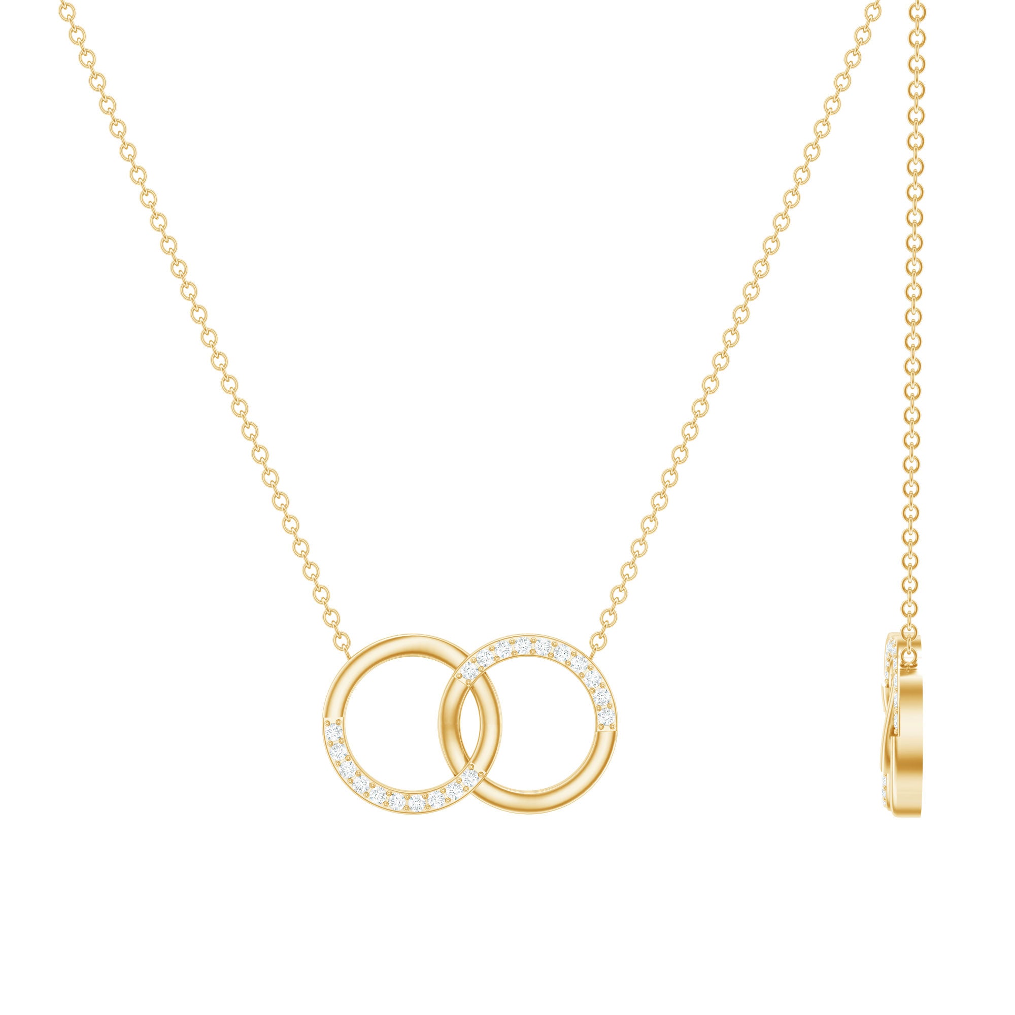 Certified Diamond Circle Pendant Necklace Natural - ( HI-SI ) - Rosec Jewels