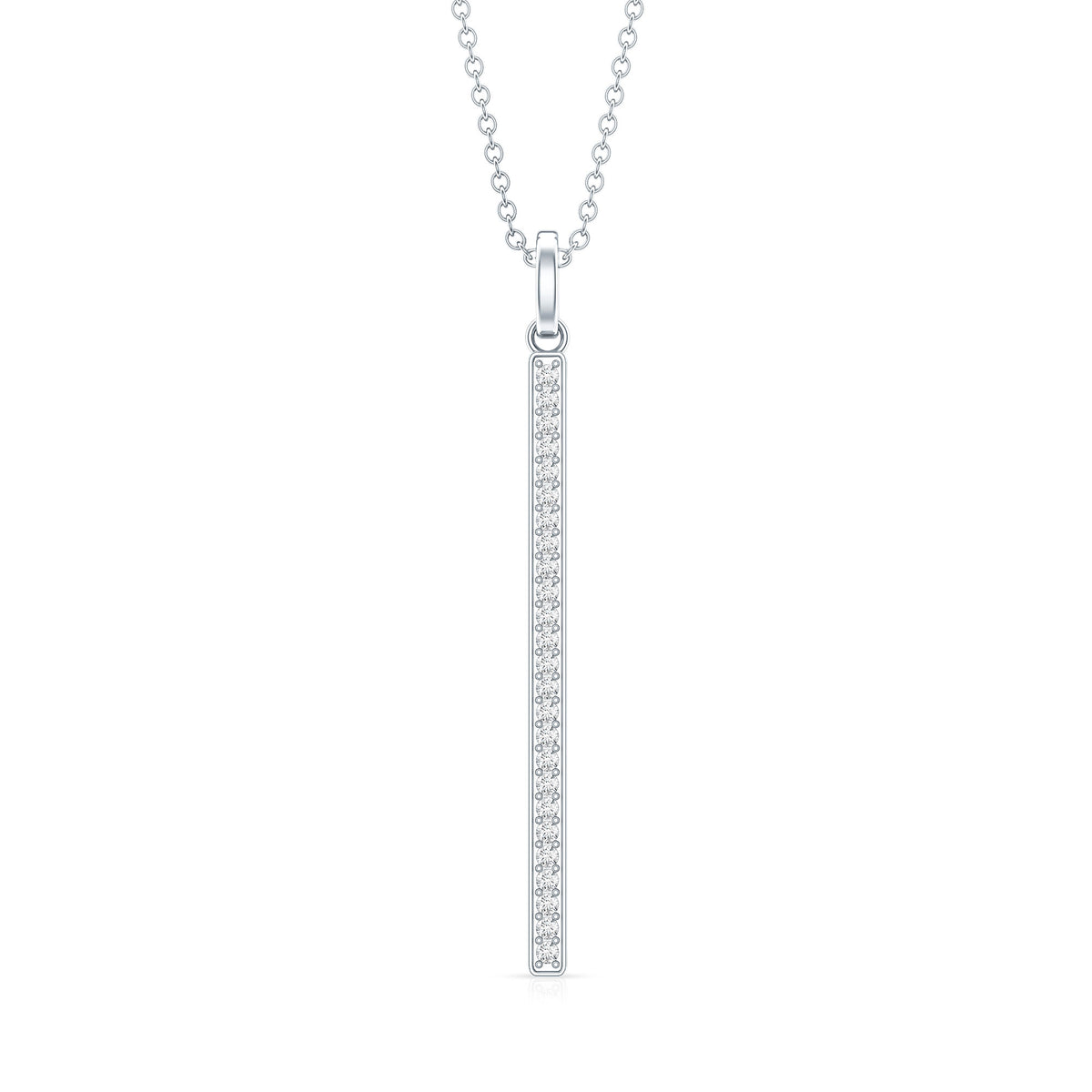 Round Cut Diamond Bar Necklace For Women Natural - ( HI-SI ) - Rosec Jewels