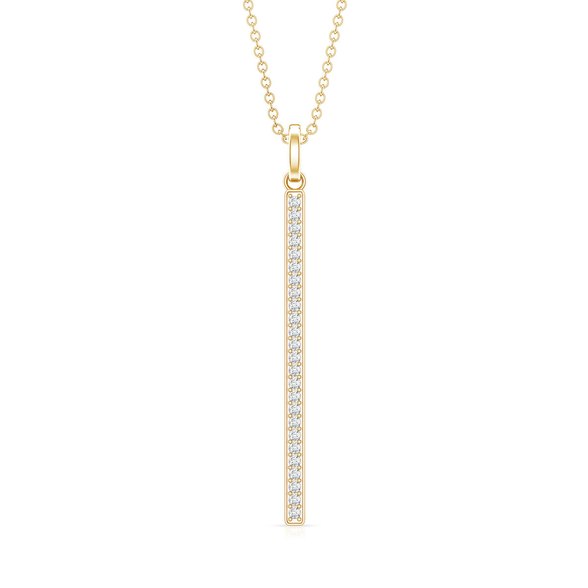 Round Cut Diamond Bar Necklace For Women Natural - ( HI-SI ) - Rosec Jewels