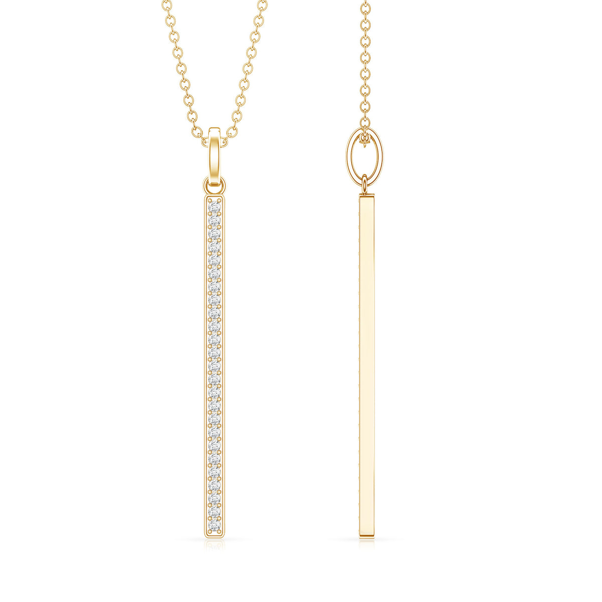 Round Cut Diamond Bar Necklace For Women Natural - ( HI-SI ) - Rosec Jewels