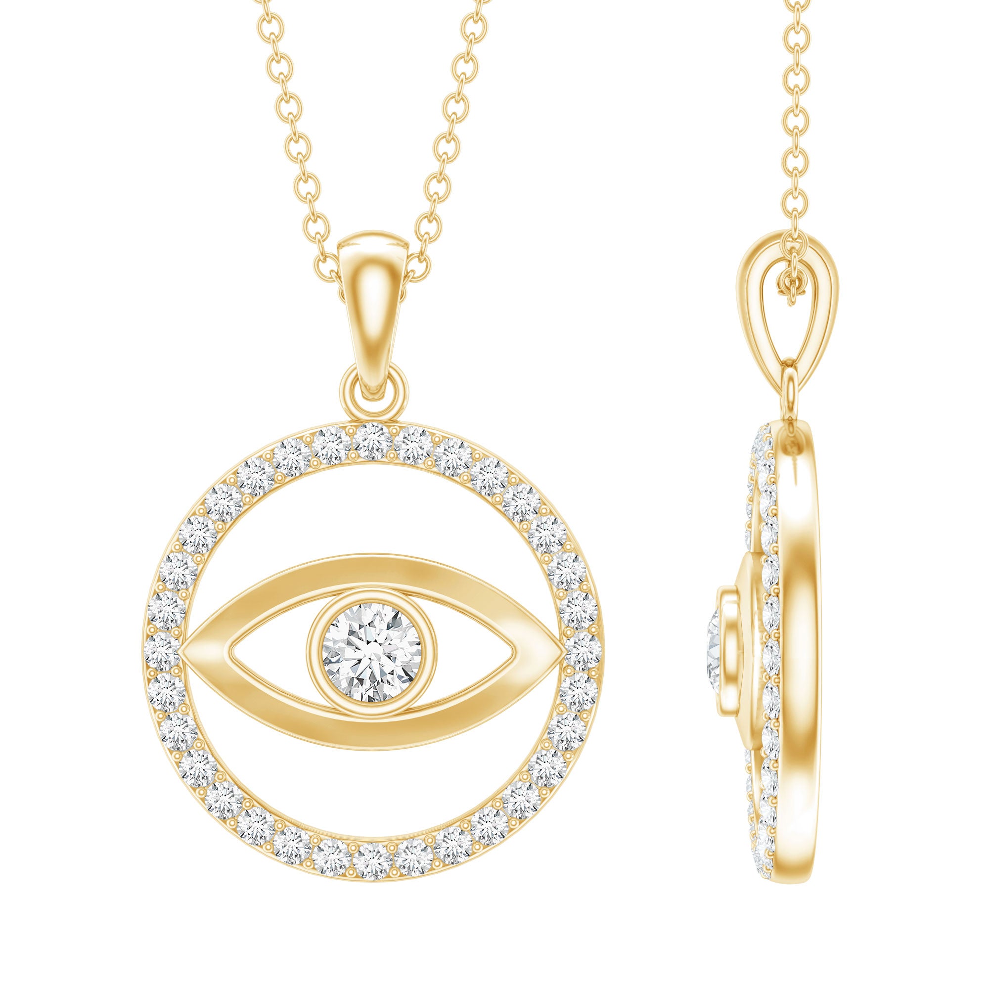 Certified Moissanite Evil Eye Pendant with Eternity D-VS1 - Rosec Jewels