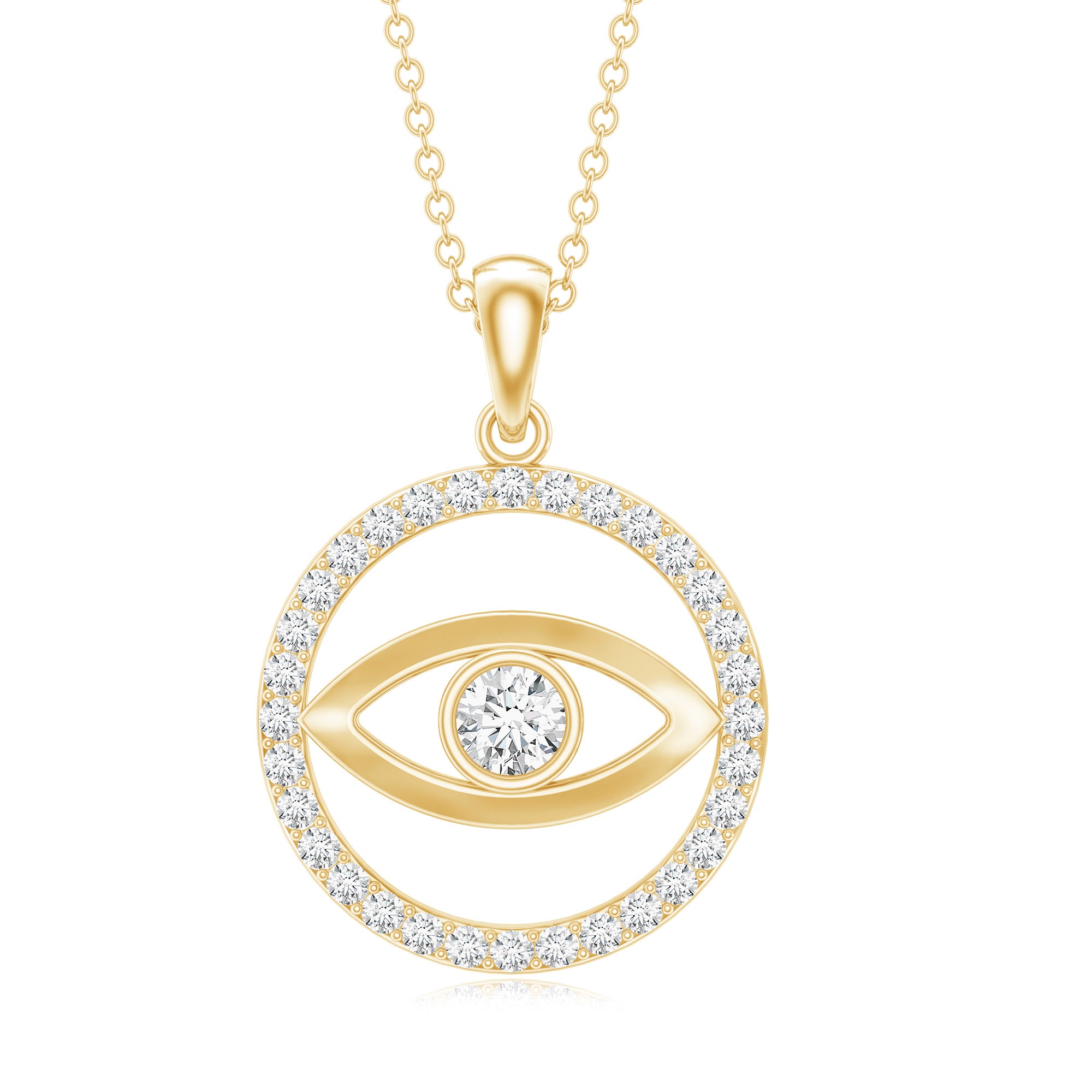 Certified Moissanite Evil Eye Pendant with Eternity D-VS1 - Rosec Jewels
