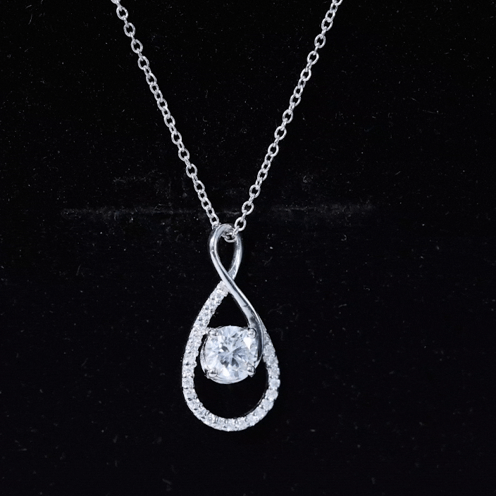 Certified Moissanite Infinity Pendant Necklace for Women D-VS1 - Rosec Jewels