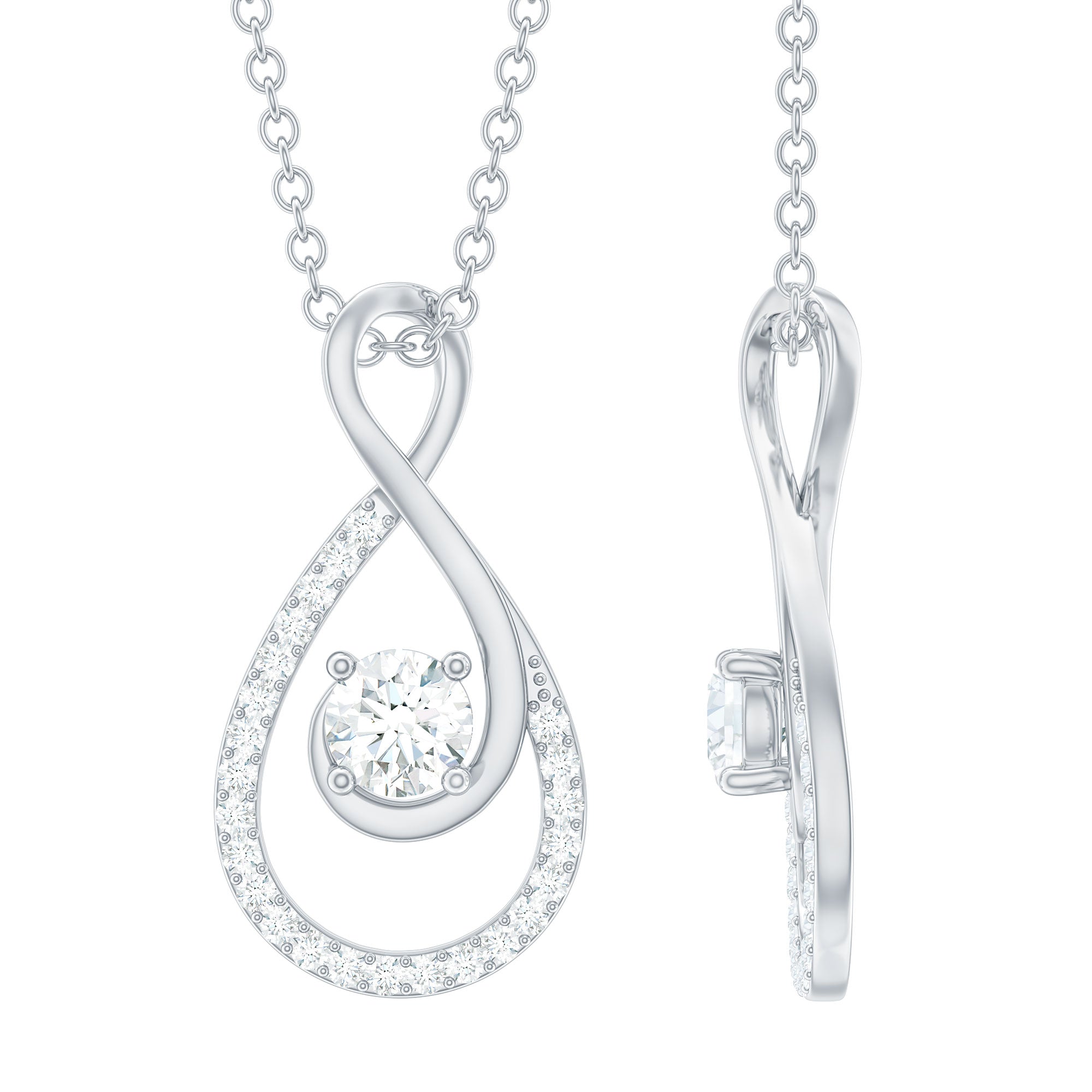 Certified Moissanite Infinity Drop Pendant Necklace