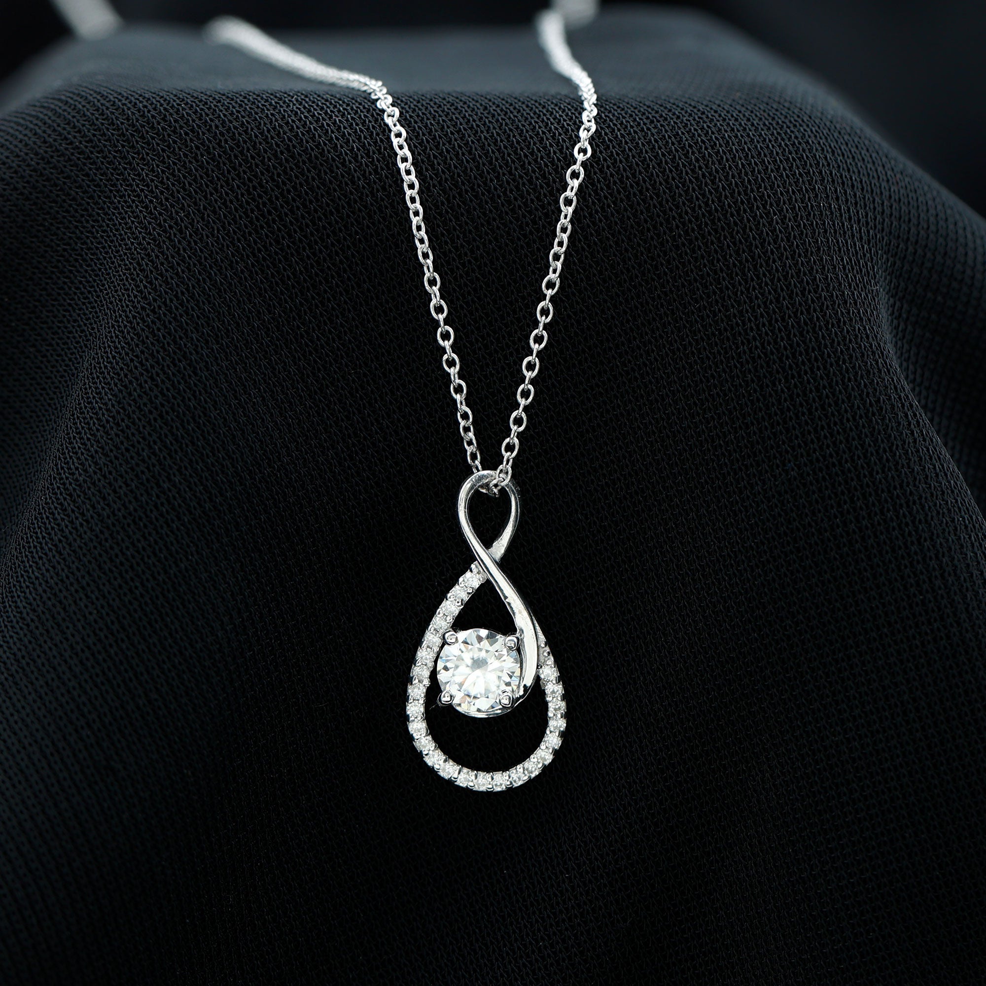 Certified Moissanite Infinity Pendant Necklace for Women D-VS1 - Rosec Jewels