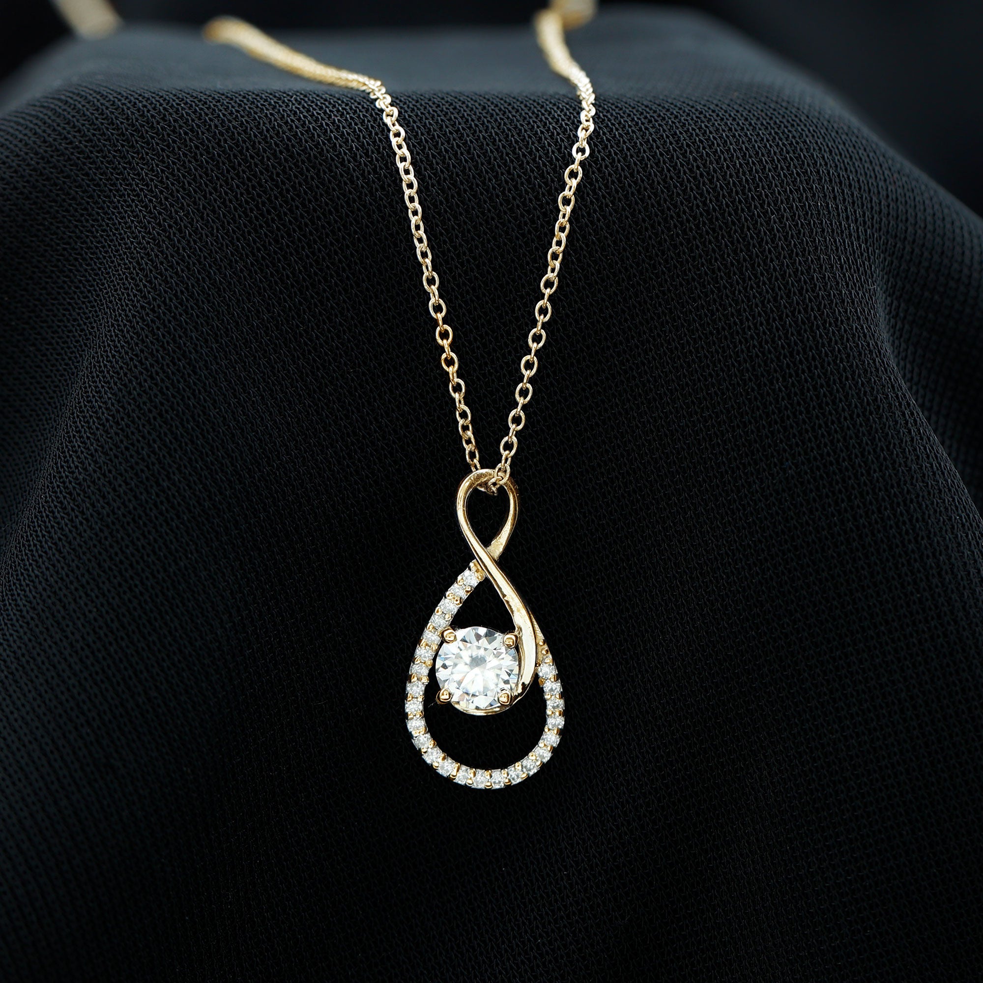 Certified Moissanite Infinity Pendant Necklace for Women D-VS1 - Rosec Jewels