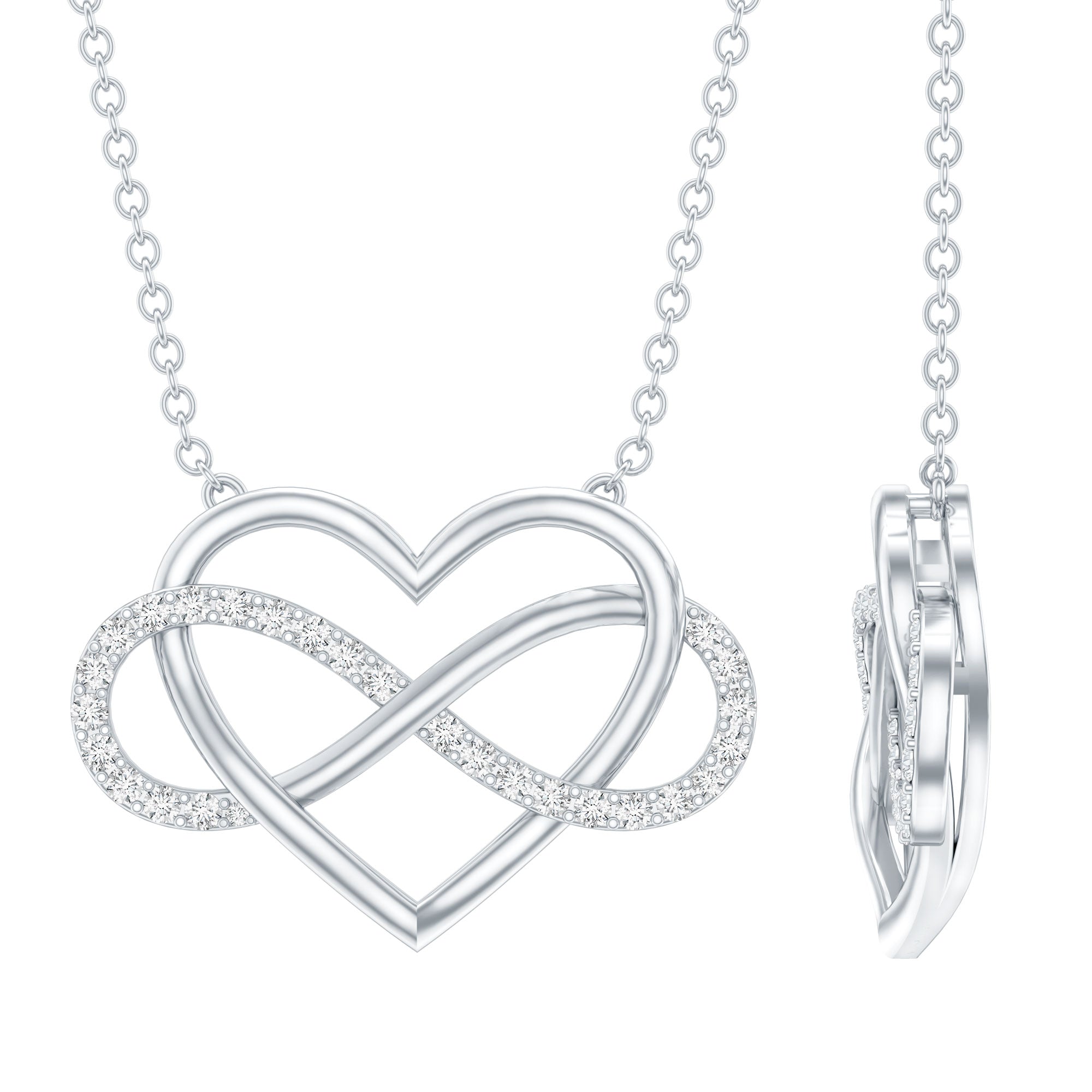 Certified Moissanite Infinity Heart Necklace D-VS1 - Rosec Jewels