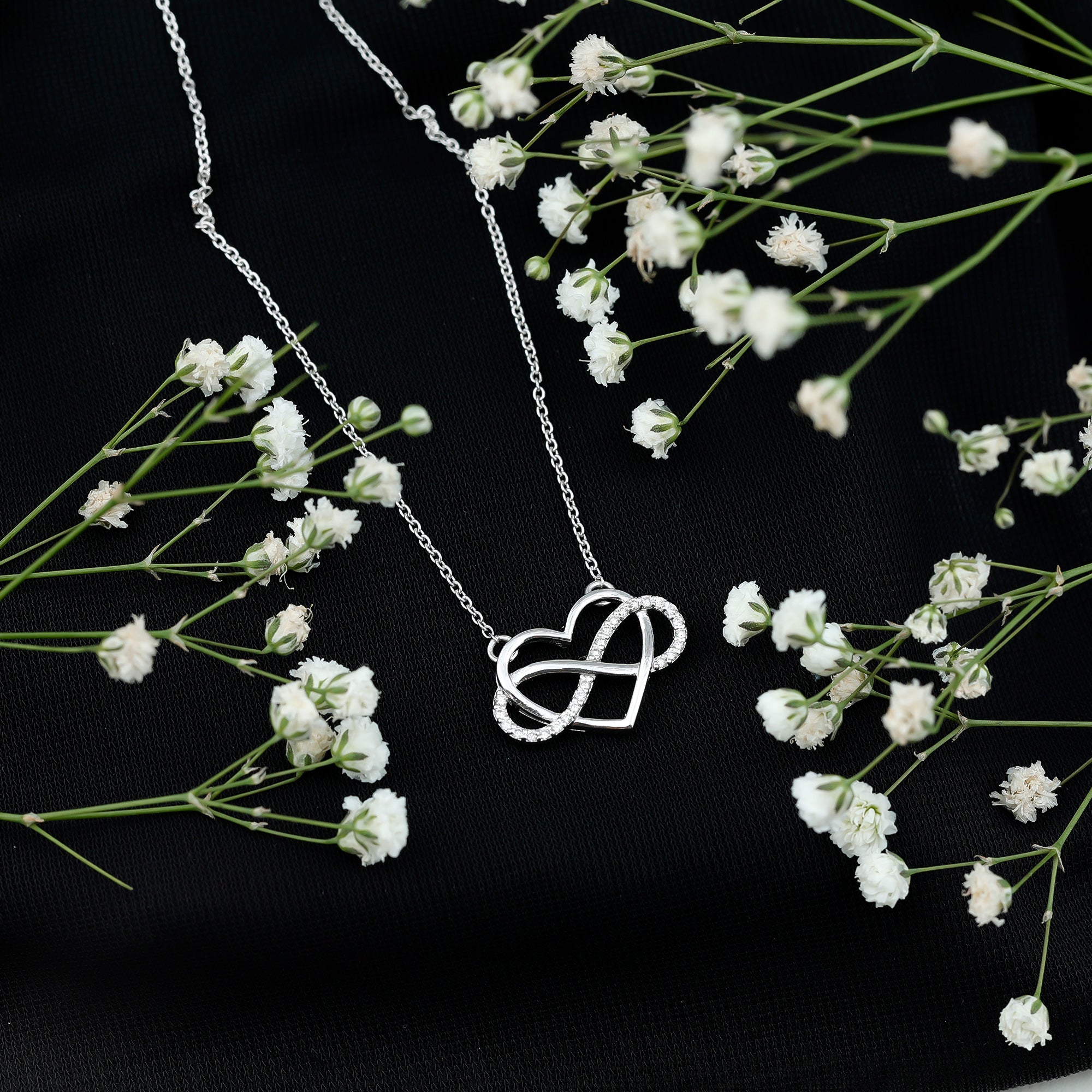 Moissanite Infinity Heart Necklace In Sterling Silver D-VS1 92.5 Sterling Silver - Rosec Jewels