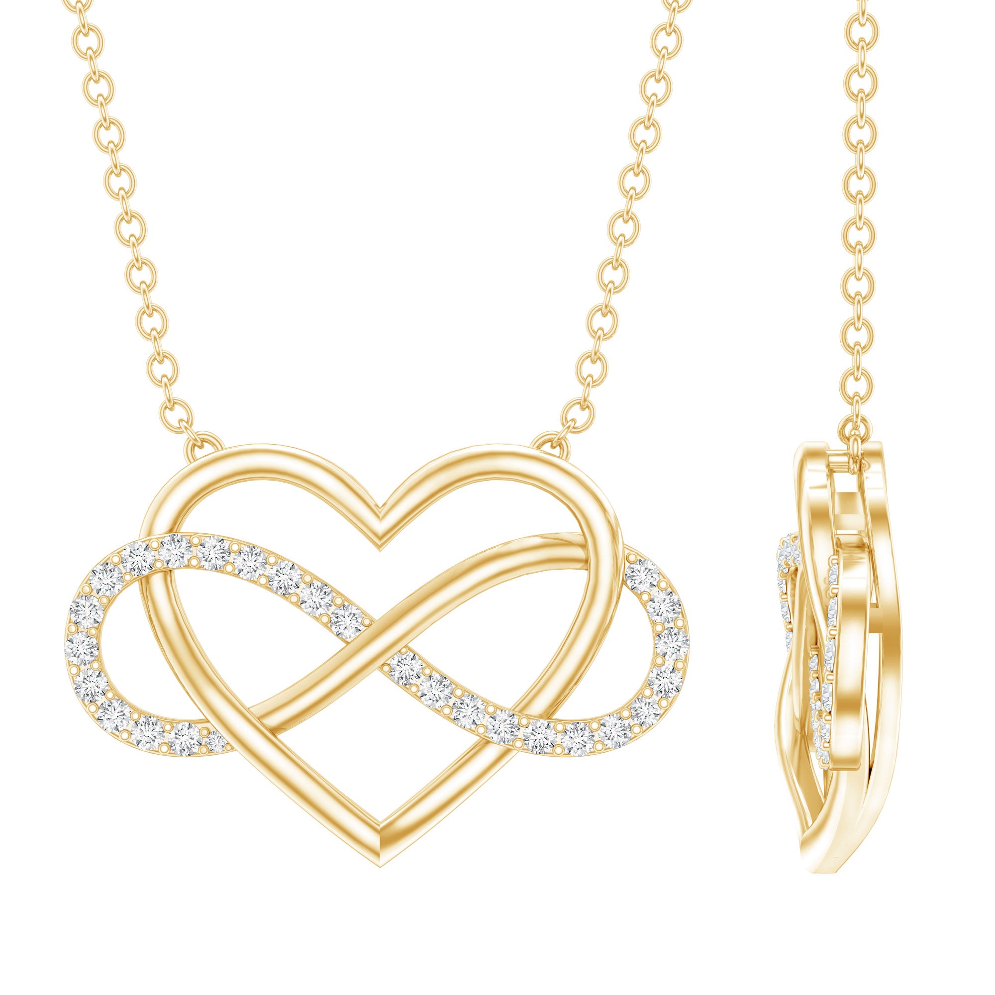 Certified Moissanite Infinity Heart Necklace D-VS1 - Rosec Jewels