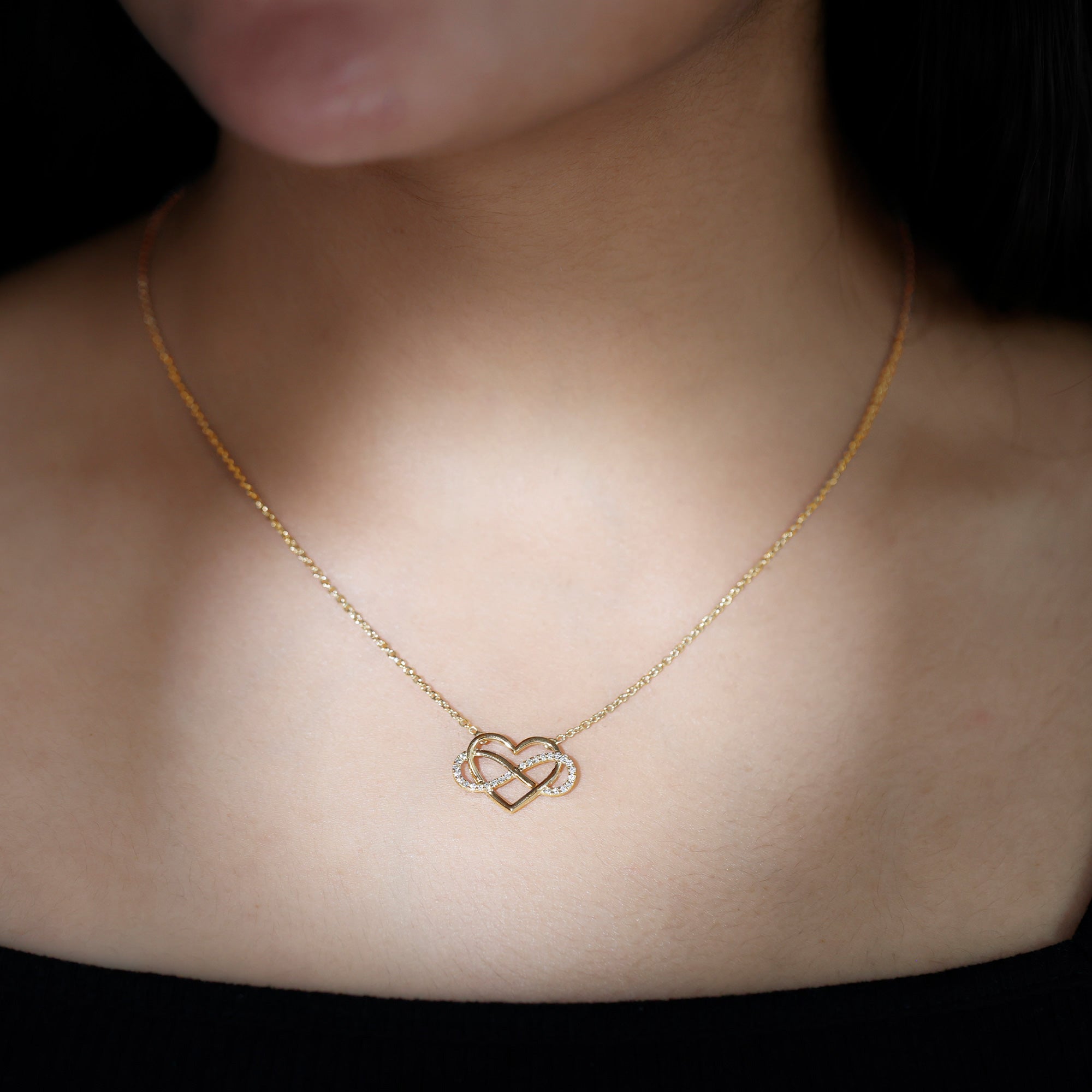 Certified Moissanite Infinity Heart Necklace D-VS1 - Rosec Jewels