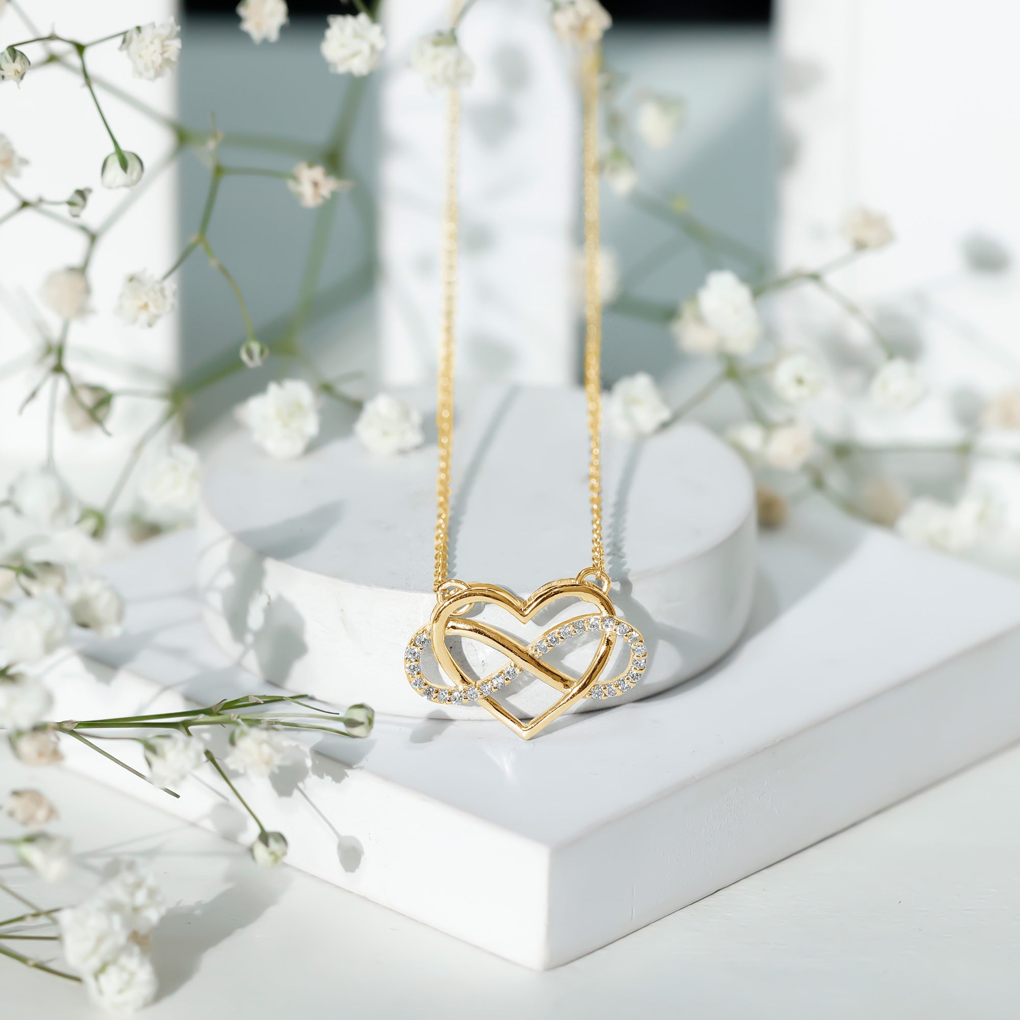 Certified Moissanite Infinity Heart Necklace D-VS1 - Rosec Jewels