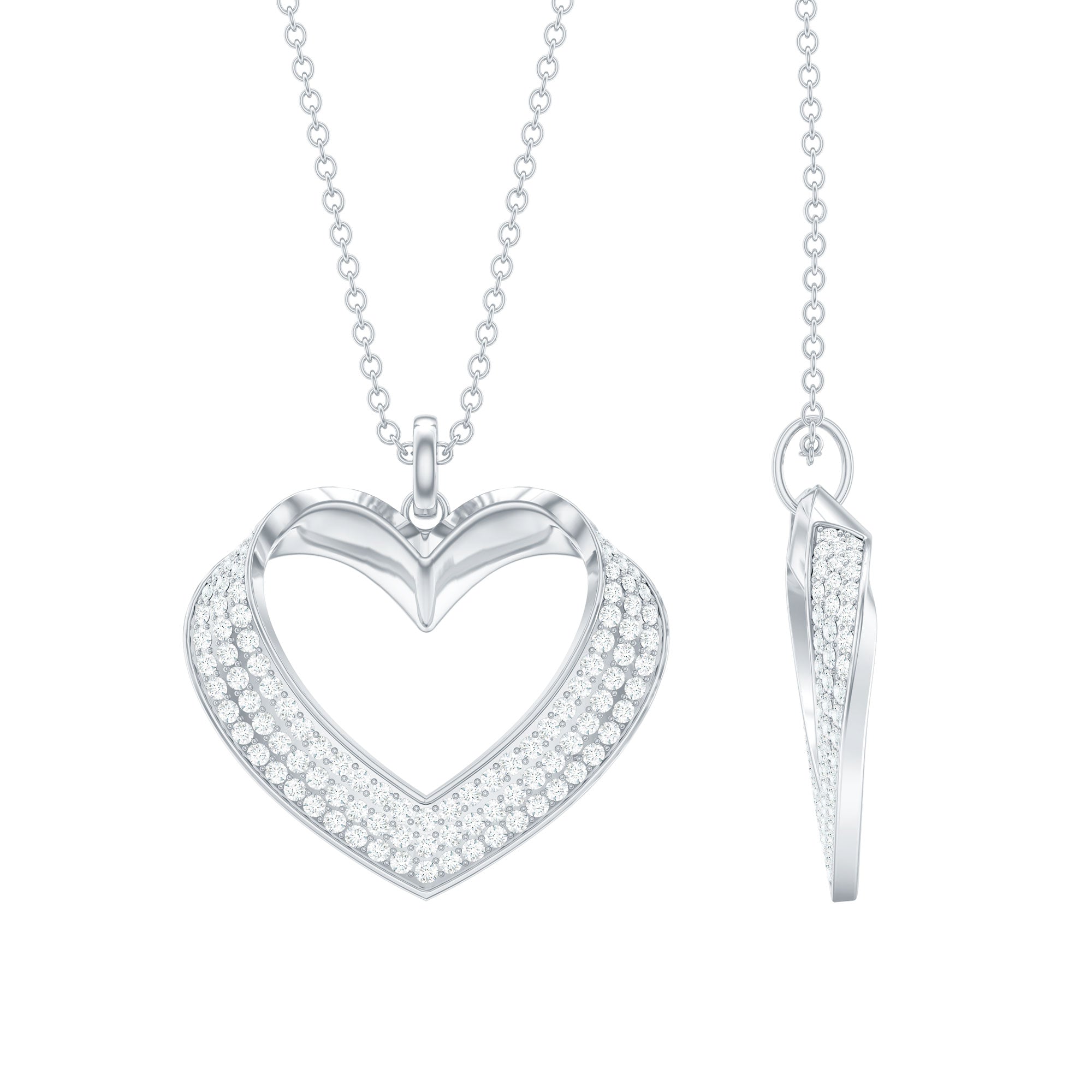 Certified Moissanite Heart Bridal Necklace With Chain D-VS1 - Rosec Jewels