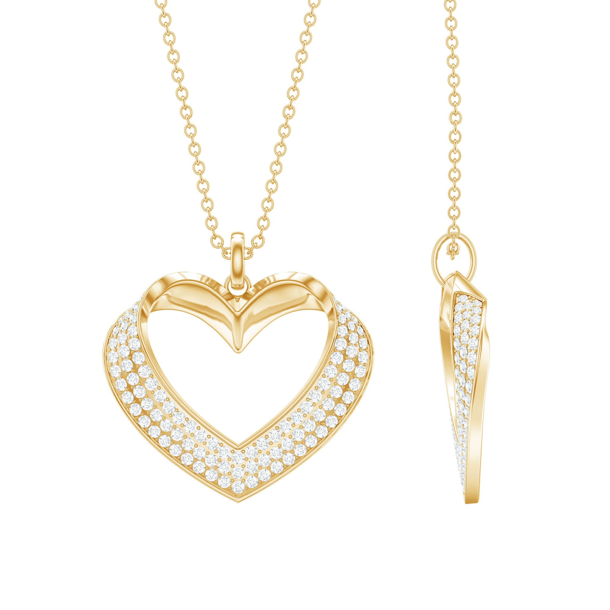 Certified Moissanite Heart Bridal Necklace With Chain D-VS1 - Rosec Jewels
