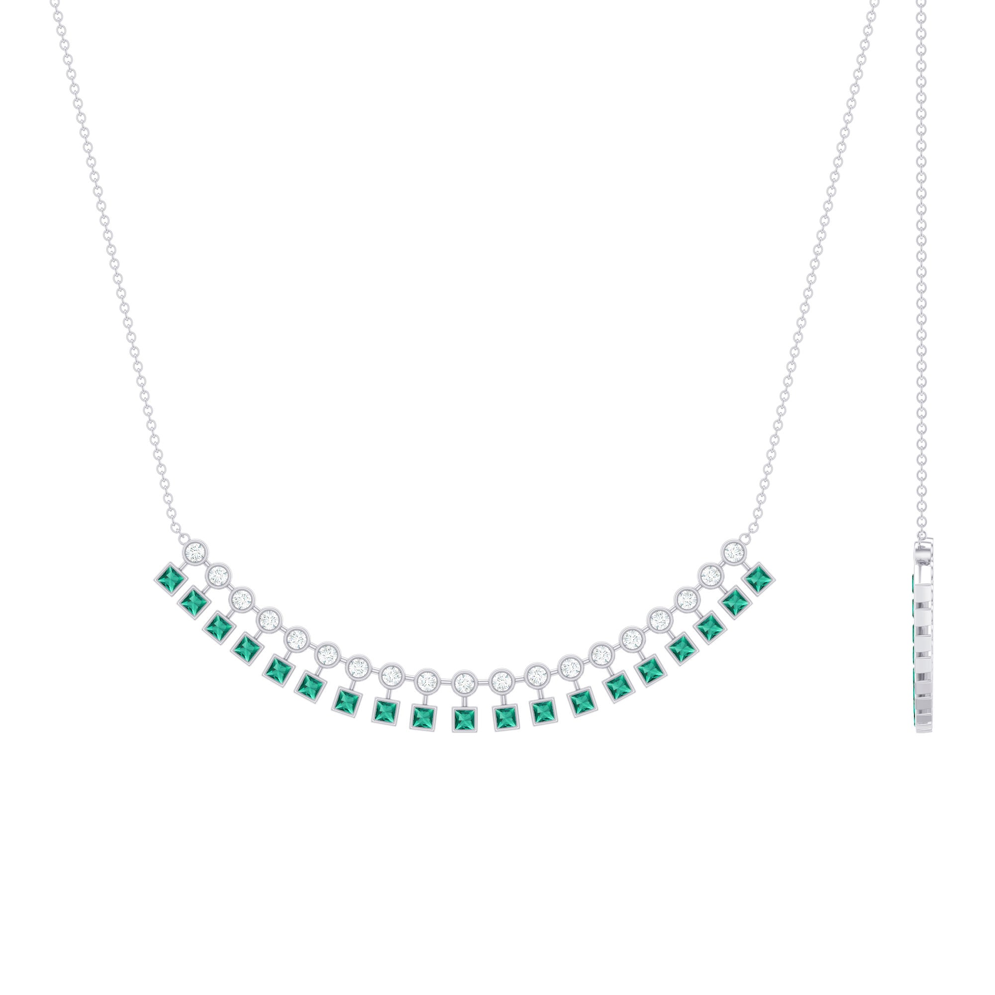 Certified Lab Grown Emerald Bridal Necklace with Moissanite