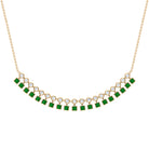 1.25 CT Created Emerald Curved Bar Pendant Necklace with Zircon Lab Created Emerald - ( AAAA ) - Quality - Rosec Jewels
