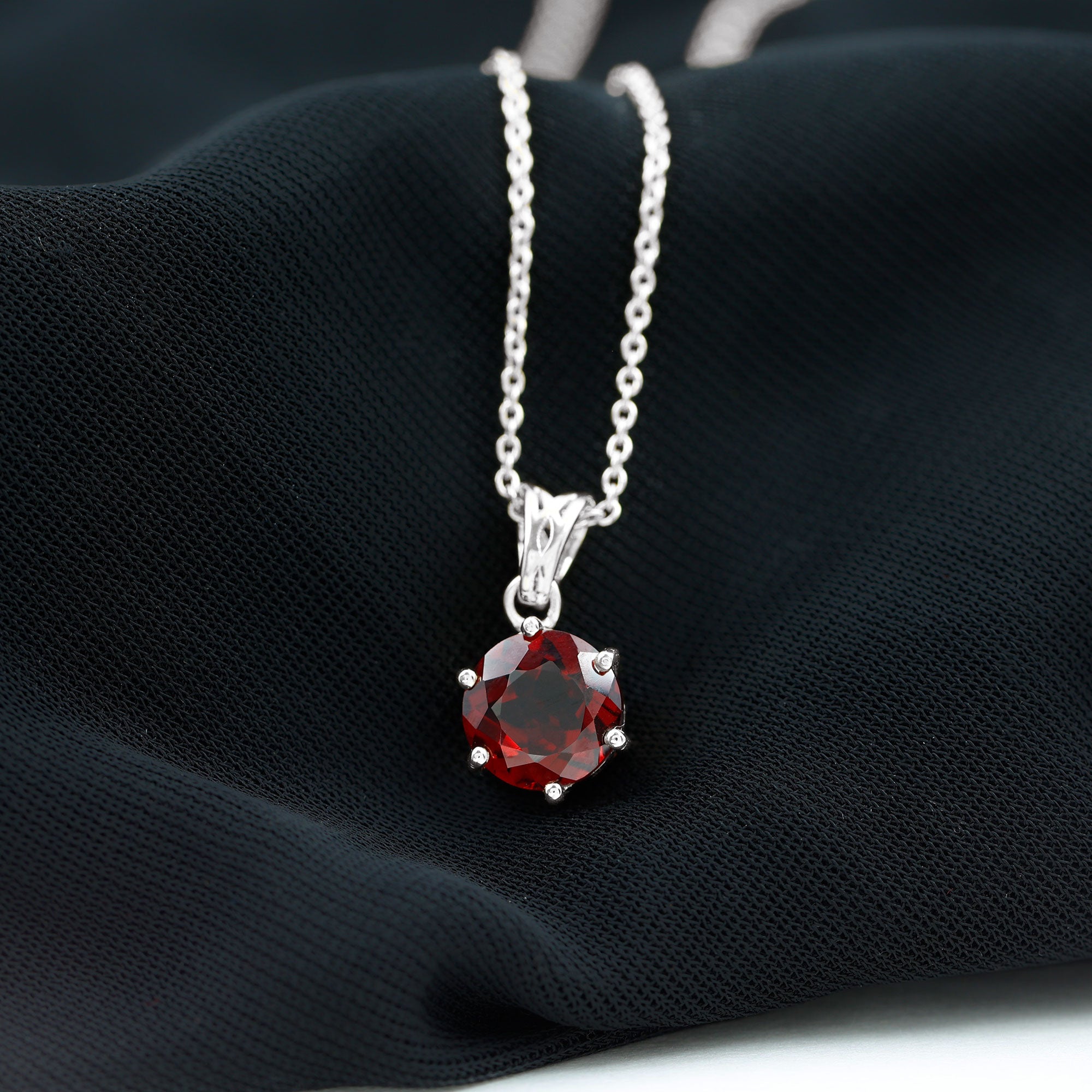 2.3 Carat Garnet Solitaire Pendant with Decorative Bail AAA - Rosec Jewels