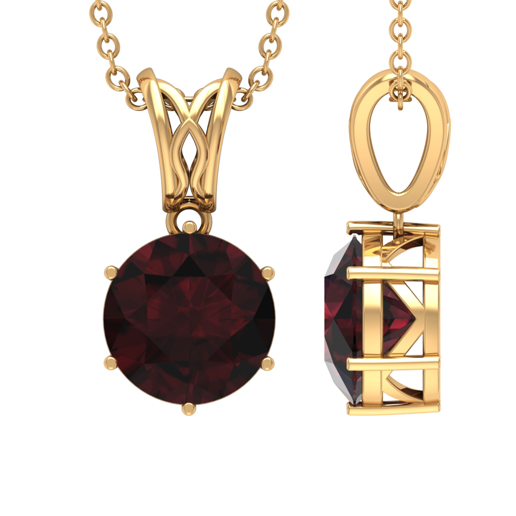 2.3 Carat Garnet Solitaire Pendant with Decorative Bail AAA - Rosec Jewels