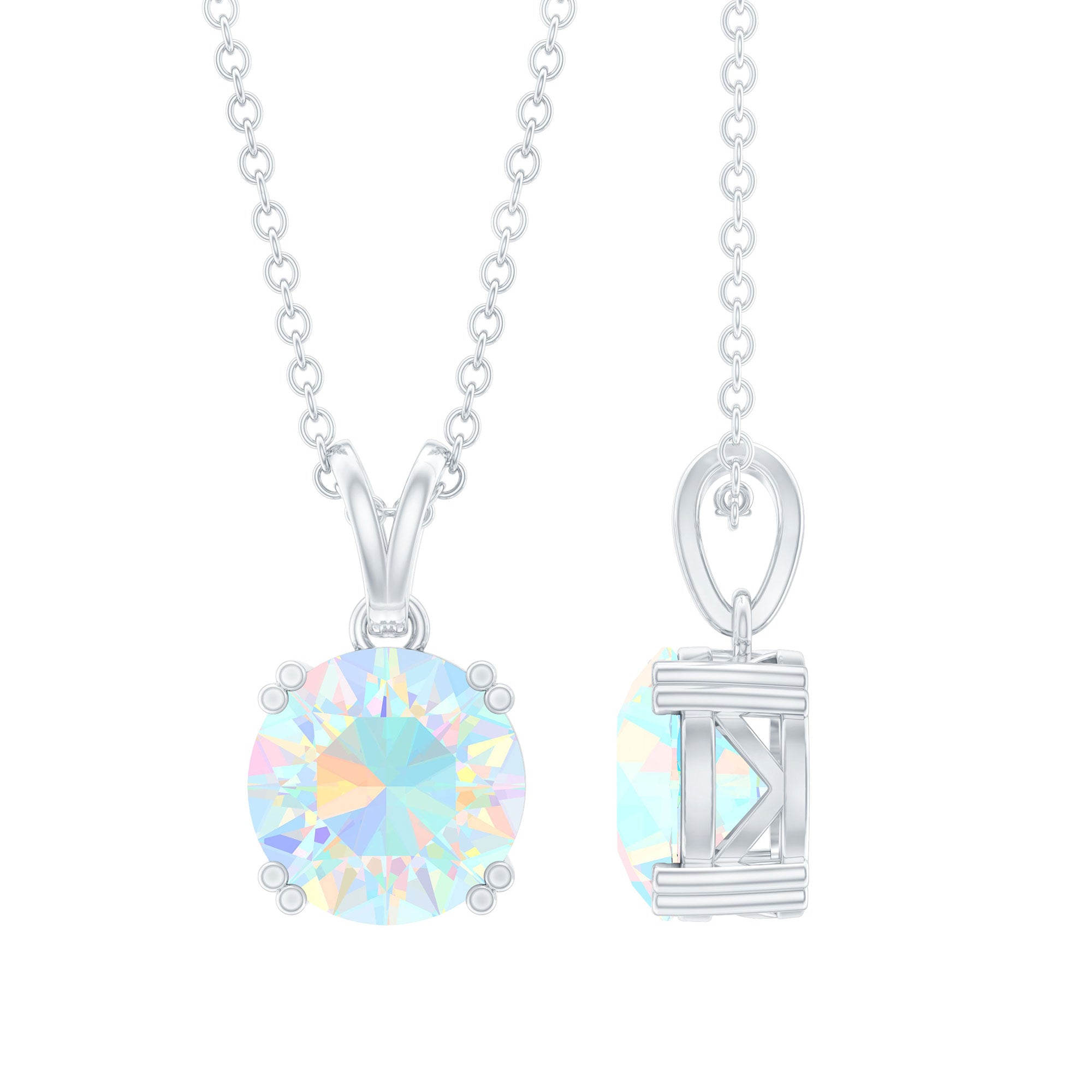 Genuine Ethiopian Opal Solitaire Pendant Necklace