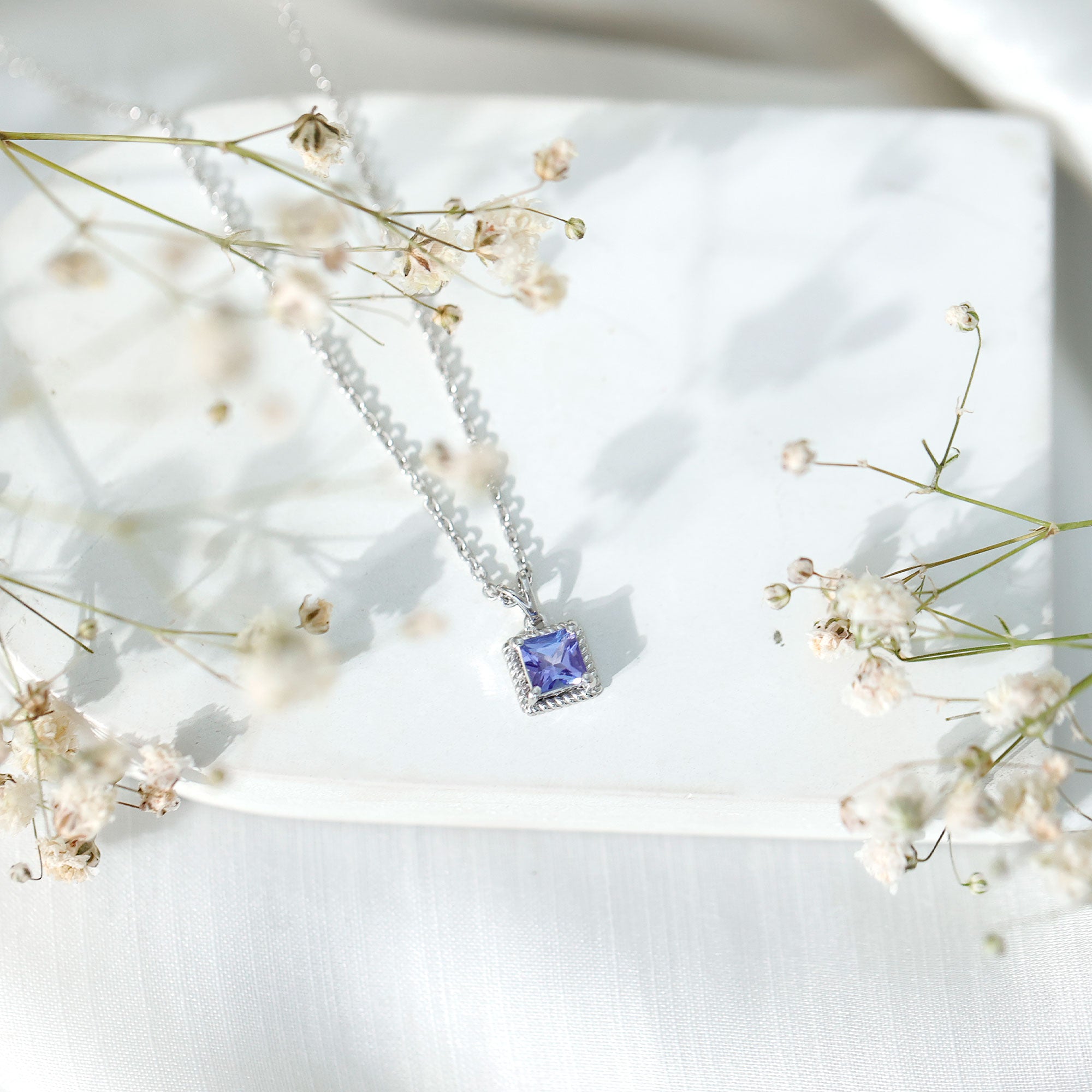 Genuine 0.7 Carat Tanzanite Solitaire Necklace With Silver Chain AAA 92.5 Sterling Silver - Rosec Jewels