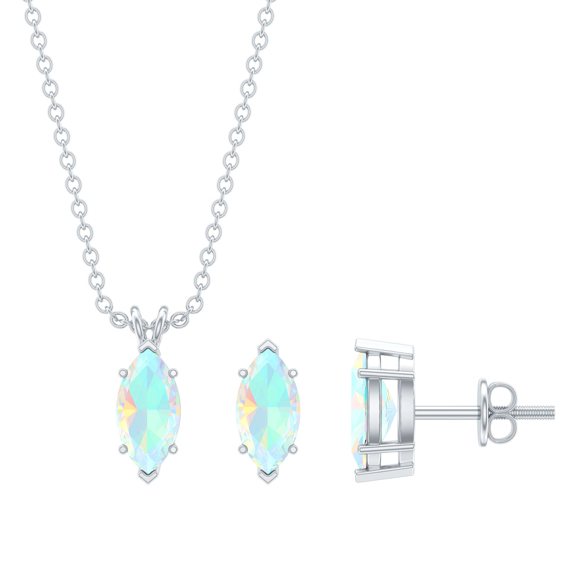 Marquise Cut 4X8 MM Ethiopian Opal Solitaire Jewelry Set AAA - Rosec Jewels